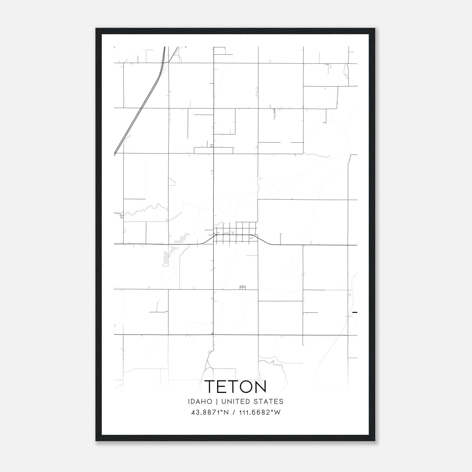 Teton Idaho Map Poster, Modern Home Decor Wall Art Print Teton Idaho Map Poster, Modern Home Decor Wall Art Print