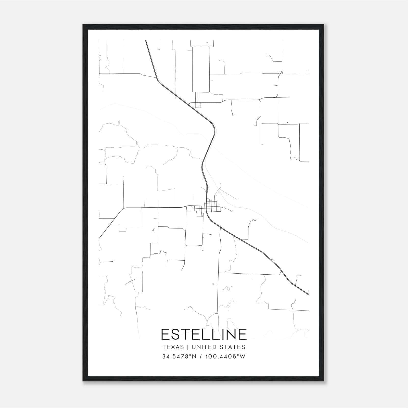 Estelline Texas Map Poster, Modern Home Decor Wall Art Print Estelline Texas Map Poster, Modern Home Decor Wall Art Print