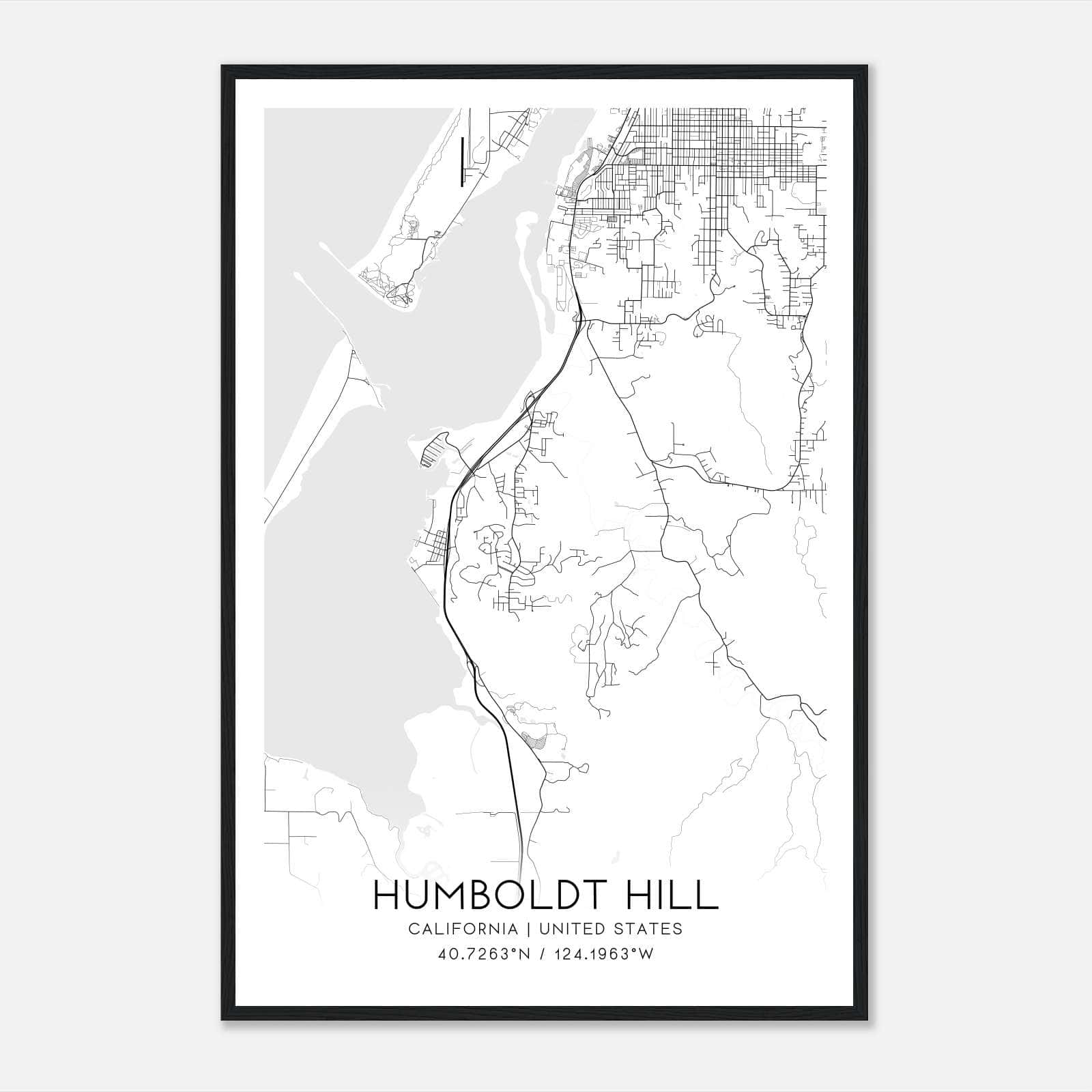 Humboldt Hill California Map Poster, Modern Home Decor Wall Art Print Humboldt Hill California Map Poster, Modern Home Decor Wall Art Print