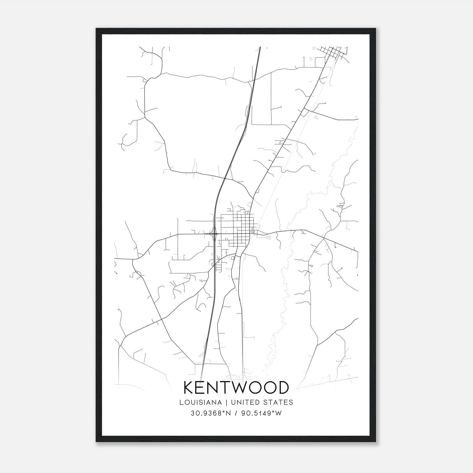 Kentwood Louisiana Map Poster, Modern Home Decor Wall Art Print Kentwood Louisiana Map Poster, Modern Home Decor Wall Art Print