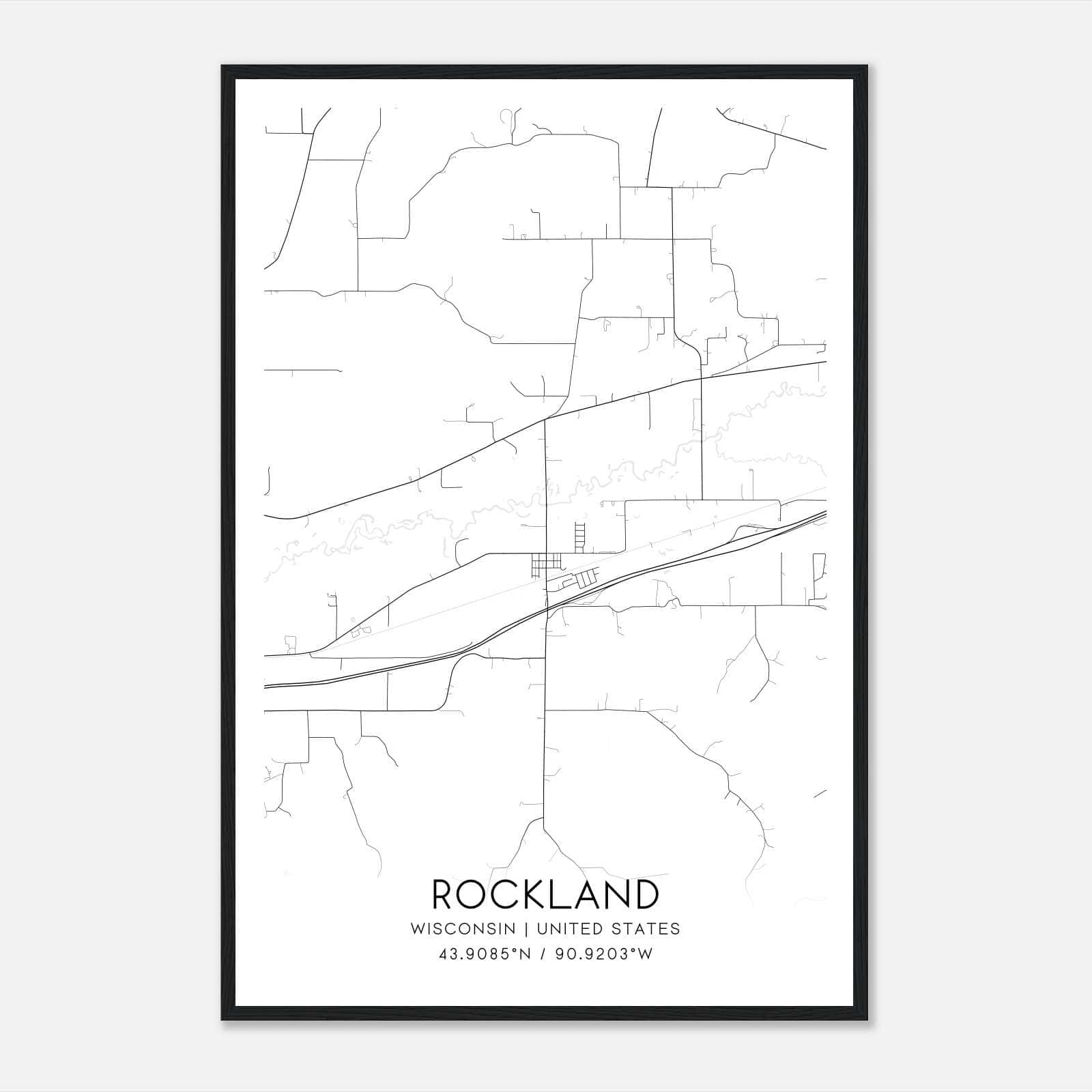 Rockland Wisconsin Map Poster, Modern Home Decor Wall Art Print Rockland Wisconsin Map Poster, Modern Home Decor Wall Art Print