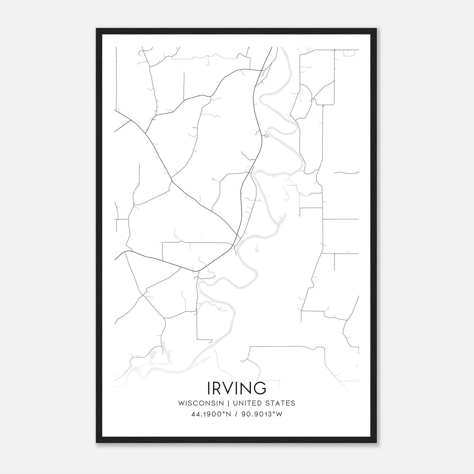 Irving Wisconsin Map Poster, Modern Home Decor Wall Art Print Irving Wisconsin Map Poster, Modern Home Decor Wall Art Print