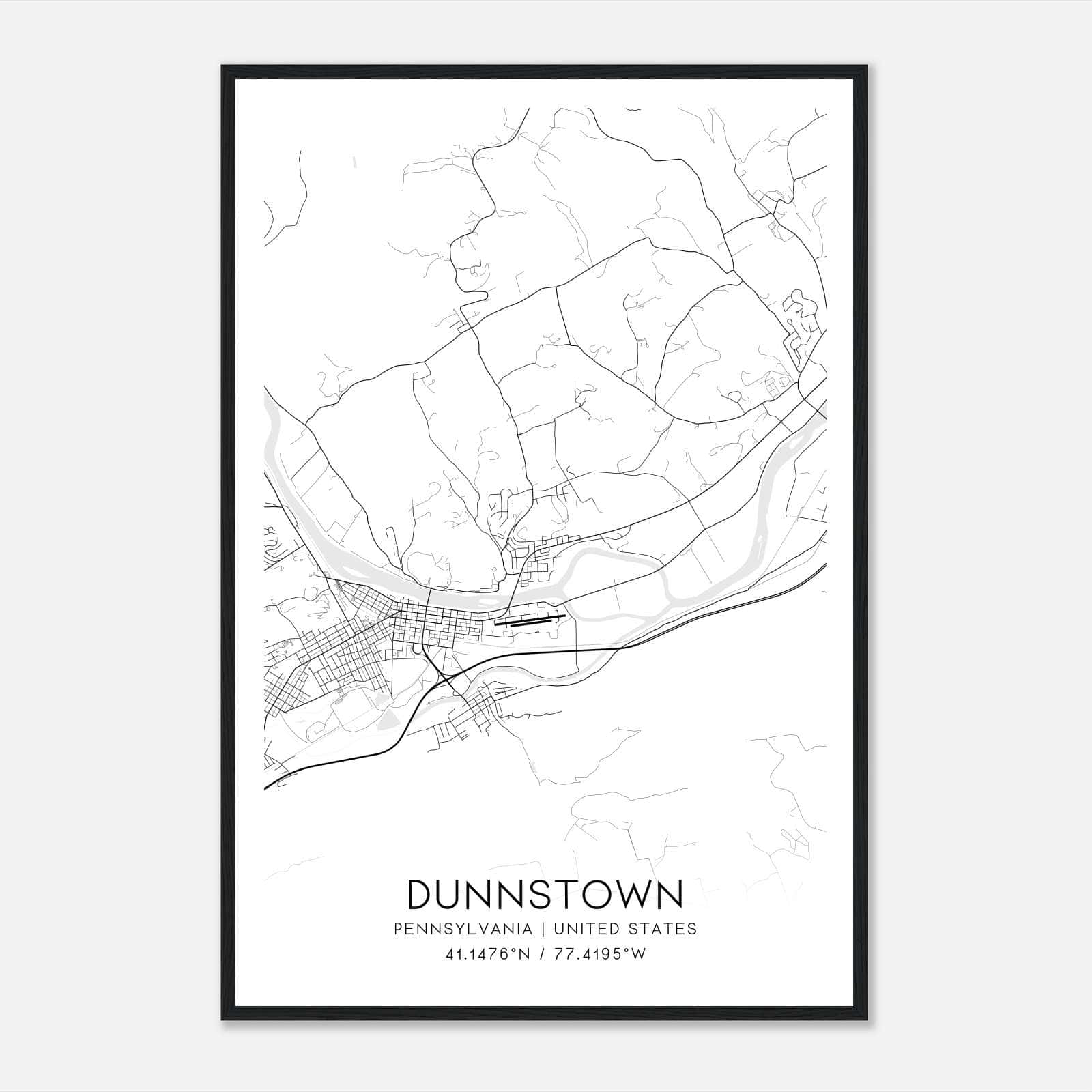 Dunnstown Pennsylvania Map Poster, Modern Home Decor Wall Art Print Dunnstown Pennsylvania Map Poster, Modern Home Decor Wall Art Print