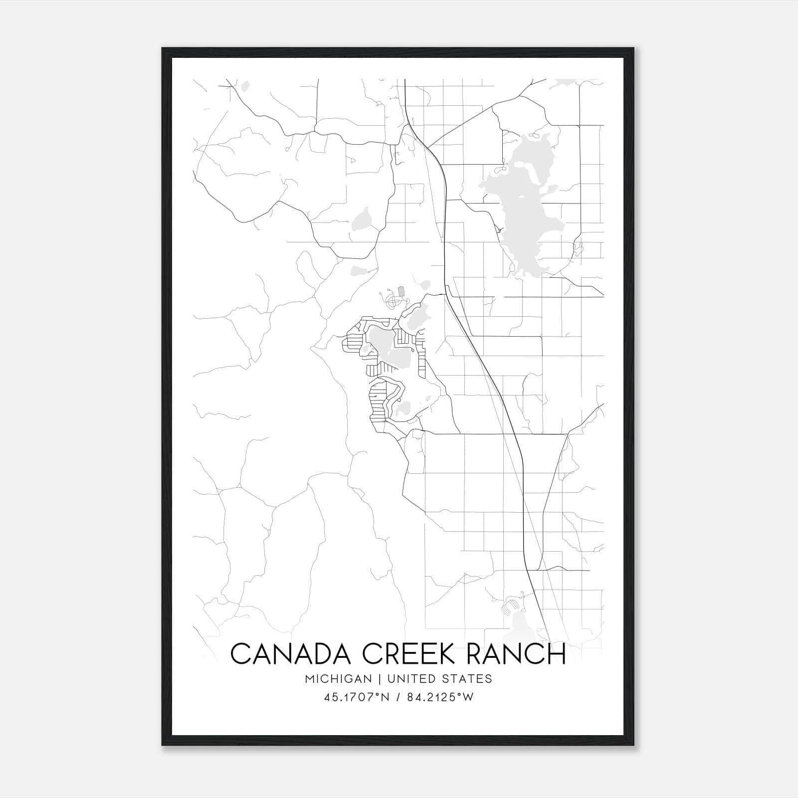 Canada Creek Ranch Michigan Map Poster, Modern Home Decor Wall Art Print Canada Creek Ranch Michigan Map Poster, Modern Home Decor Wall Art Print