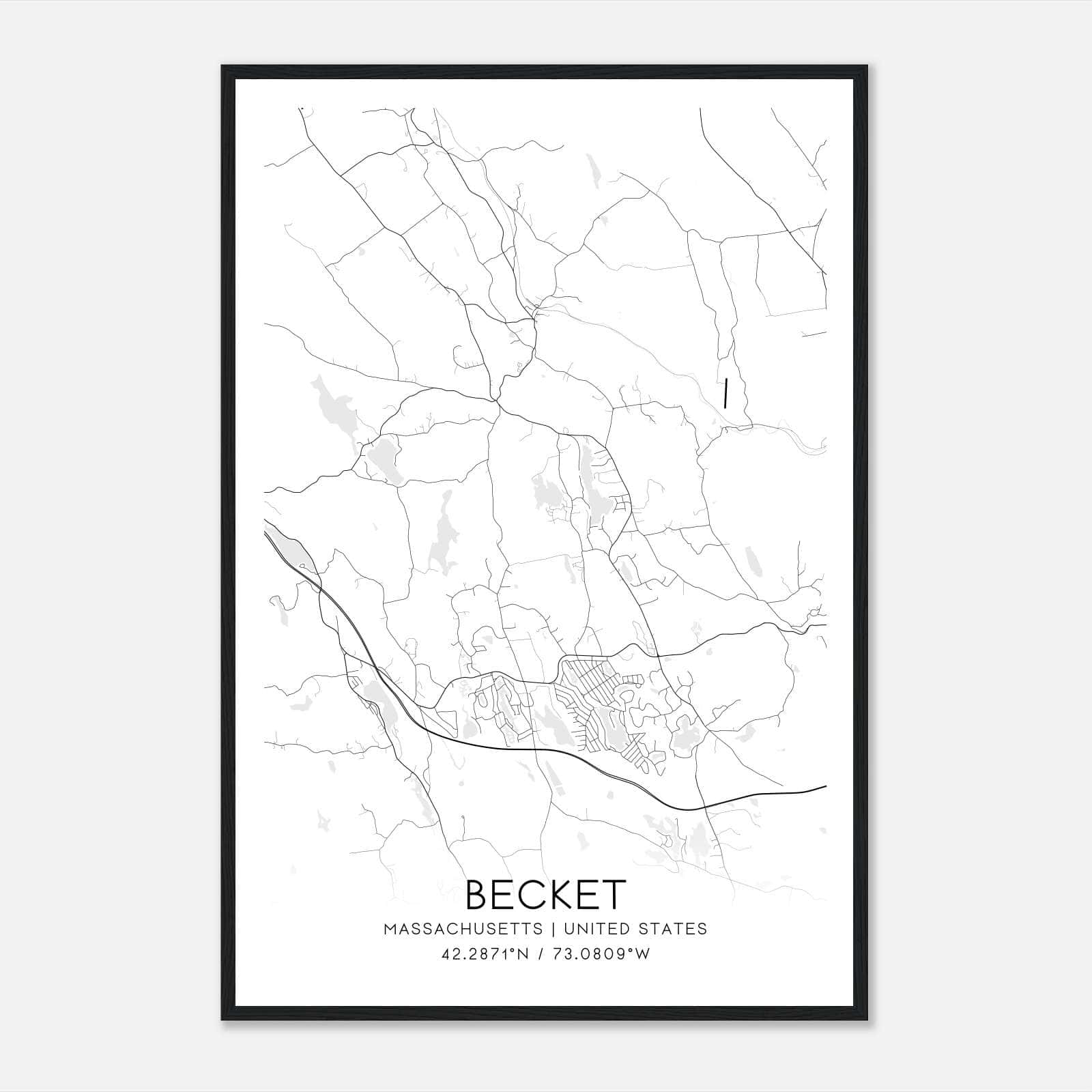 Becket Massachusetts Map Poster, Modern Home Decor Wall Art Print Becket Massachusetts Map Poster, Modern Home Decor Wall Art Print