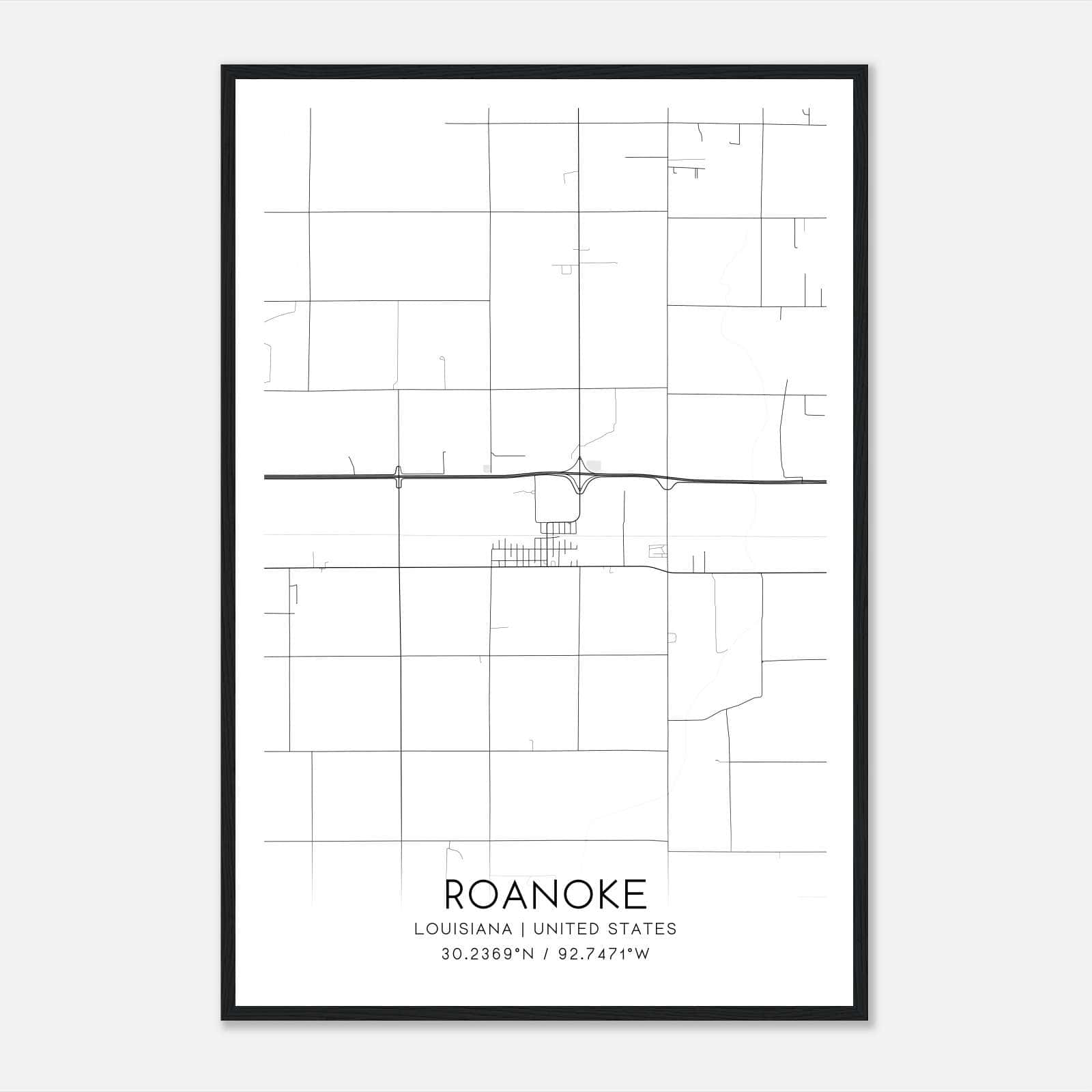 Roanoke Louisiana Map Poster, Modern Home Decor Wall Art Print Roanoke Louisiana Map Poster, Modern Home Decor Wall Art Print