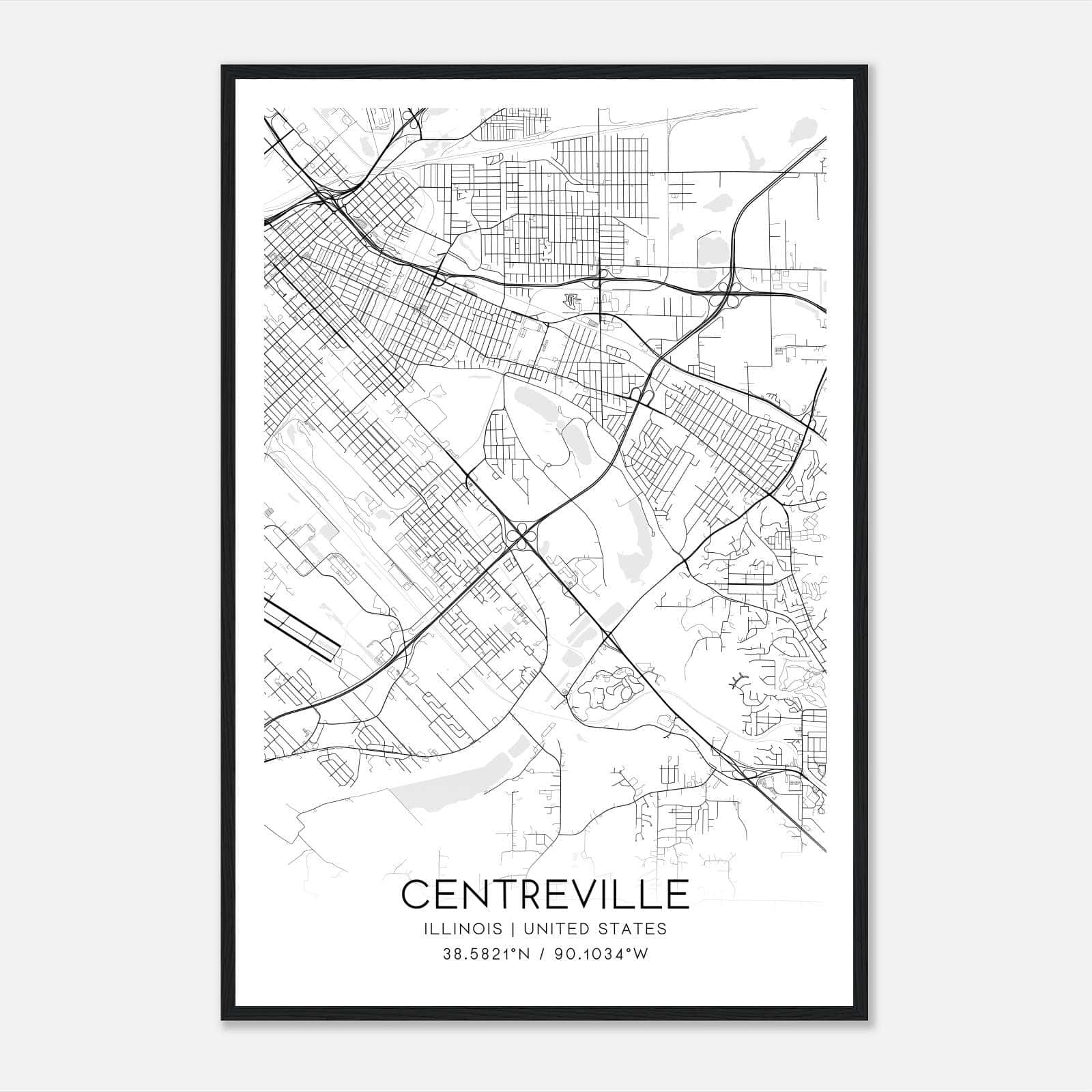 Centreville Illinois Map Poster, Modern Home Decor Wall Art Print Centreville Illinois Map Poster, Modern Home Decor Wall Art Print