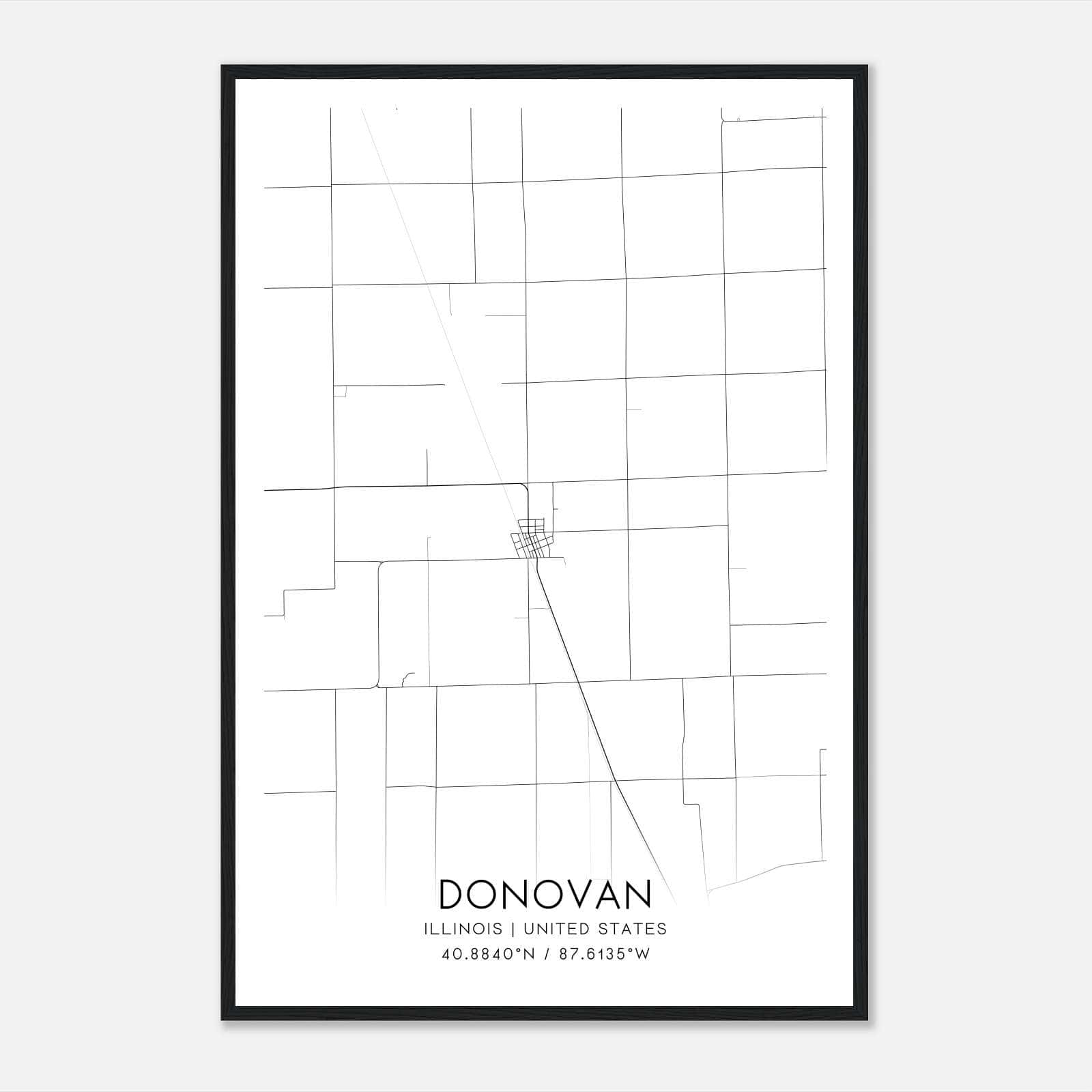 Donovan Illinois Map Poster, Modern Home Decor Wall Art Print Donovan Illinois Map Poster, Modern Home Decor Wall Art Print