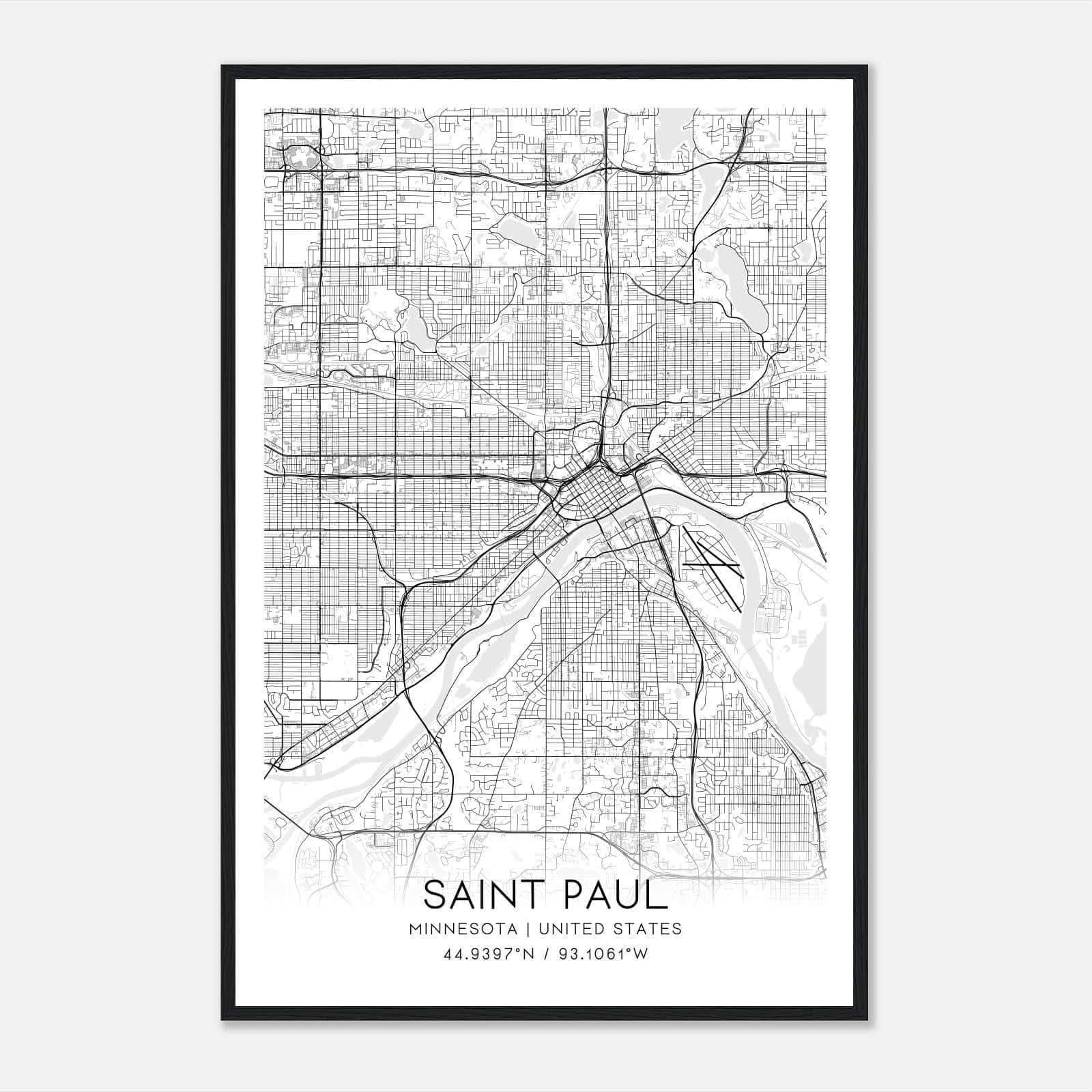 Saint Paul Minnesota Map Poster, Modern Home Decor Wall Art Print Saint Paul Minnesota Map Poster, Modern Home Decor Wall Art Print