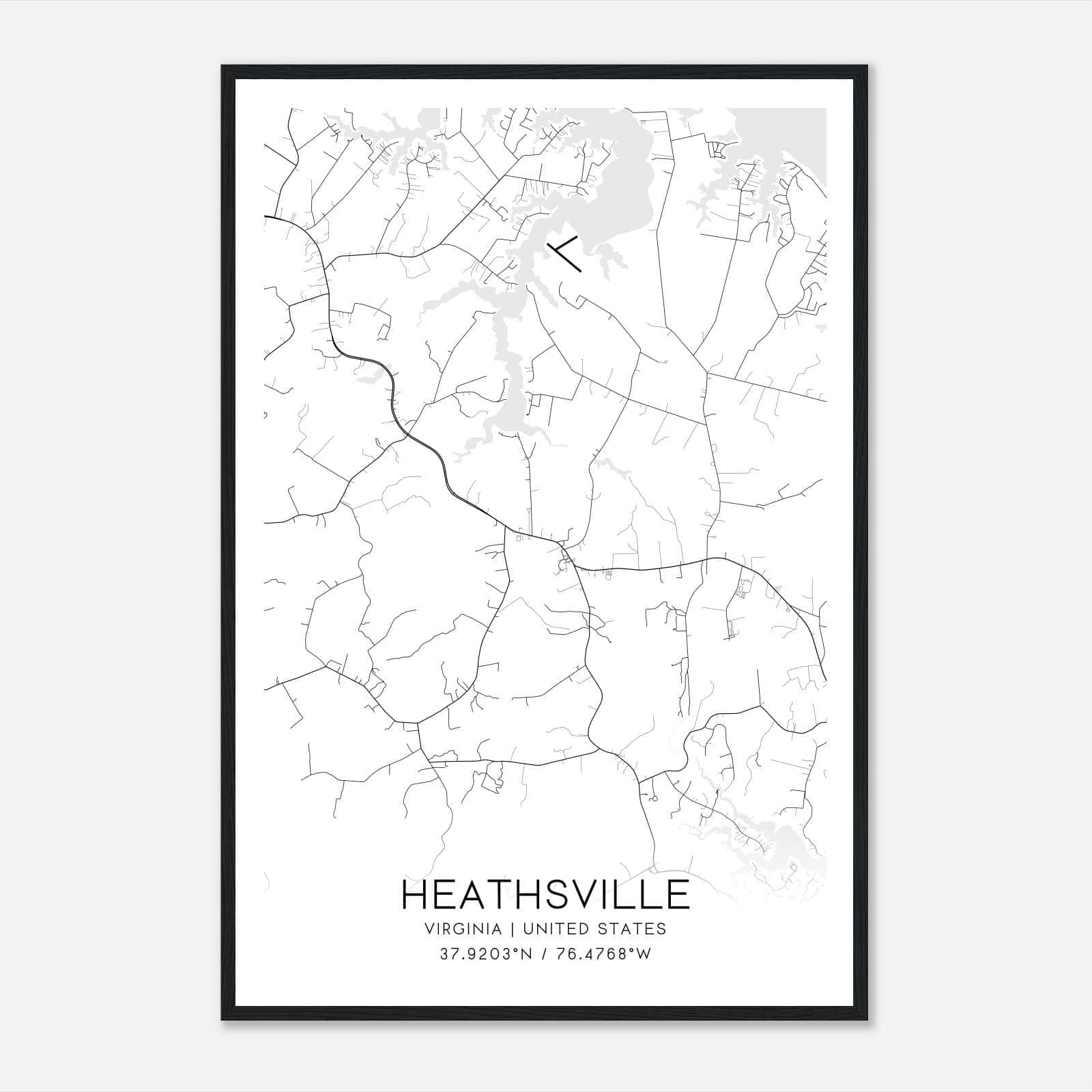 Heathsville Virginia Map Poster, Modern Home Decor Wall Art Print Heathsville Virginia Map Poster, Modern Home Decor Wall Art Print