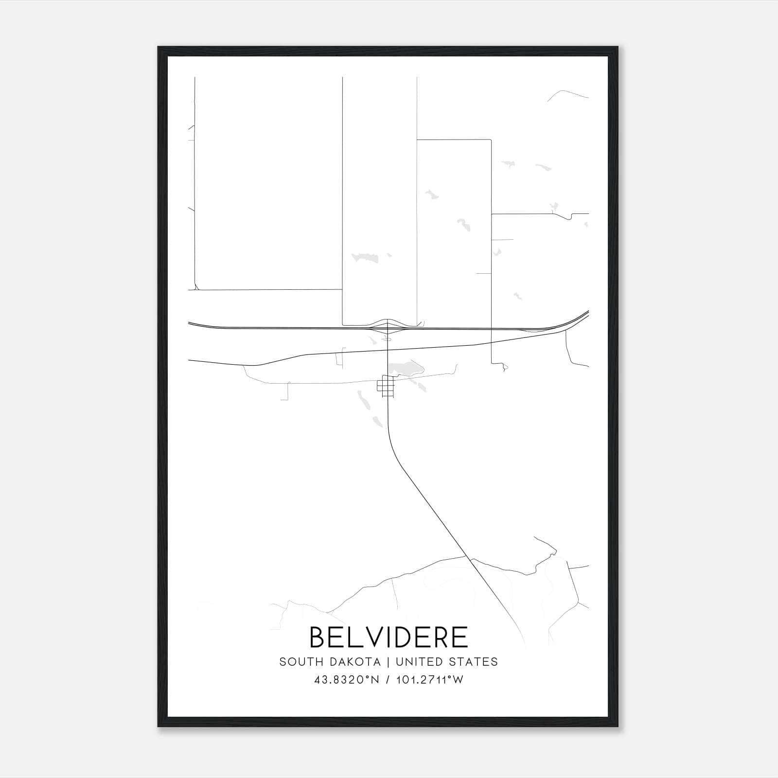 Belvidere South Dakota Map Poster, Modern Home Decor Wall Art Print Belvidere South Dakota Map Poster, Modern Home Decor Wall Art Print