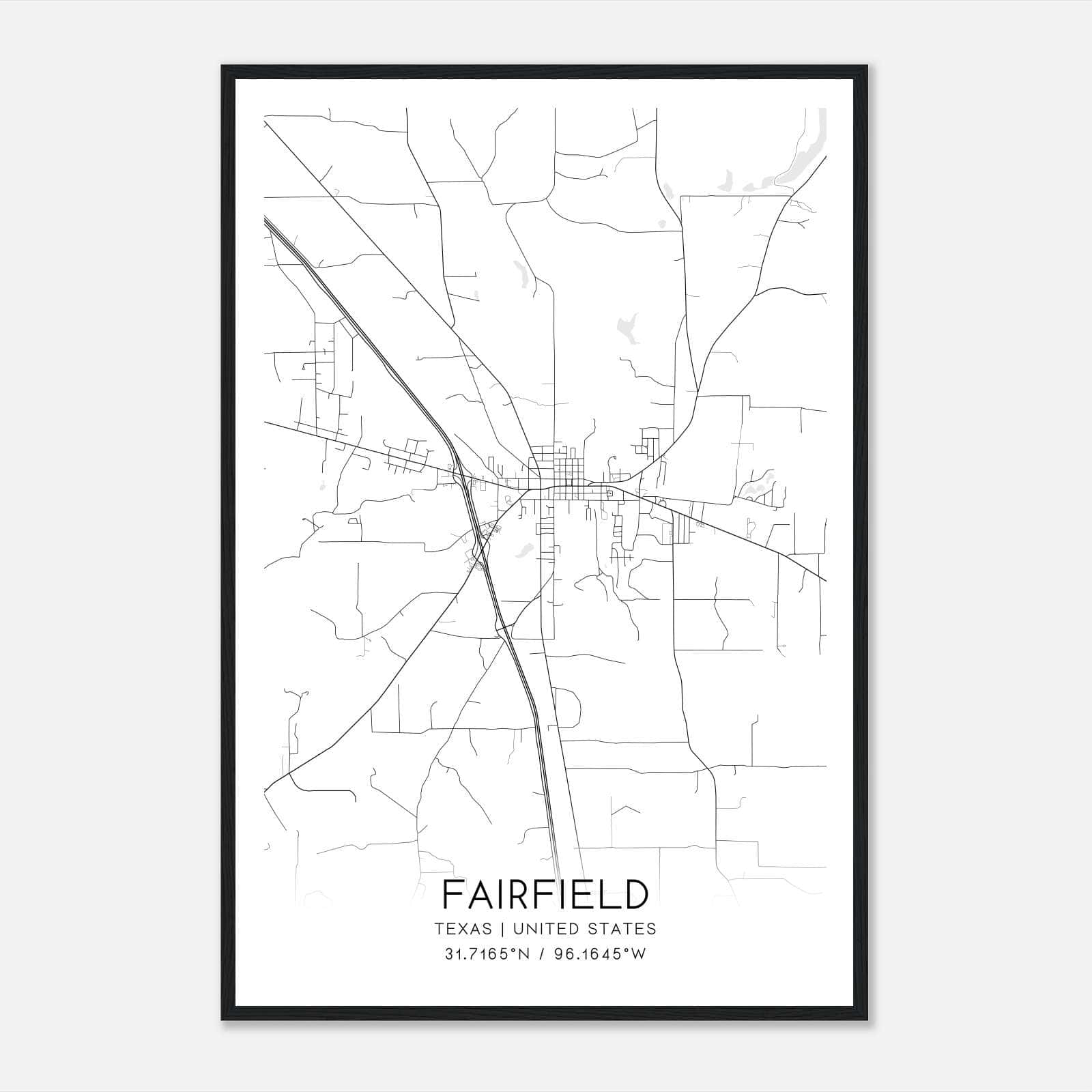 Fairfield Texas Map Poster, Modern Home Decor Wall Art Print Fairfield Texas Map Poster, Modern Home Decor Wall Art Print