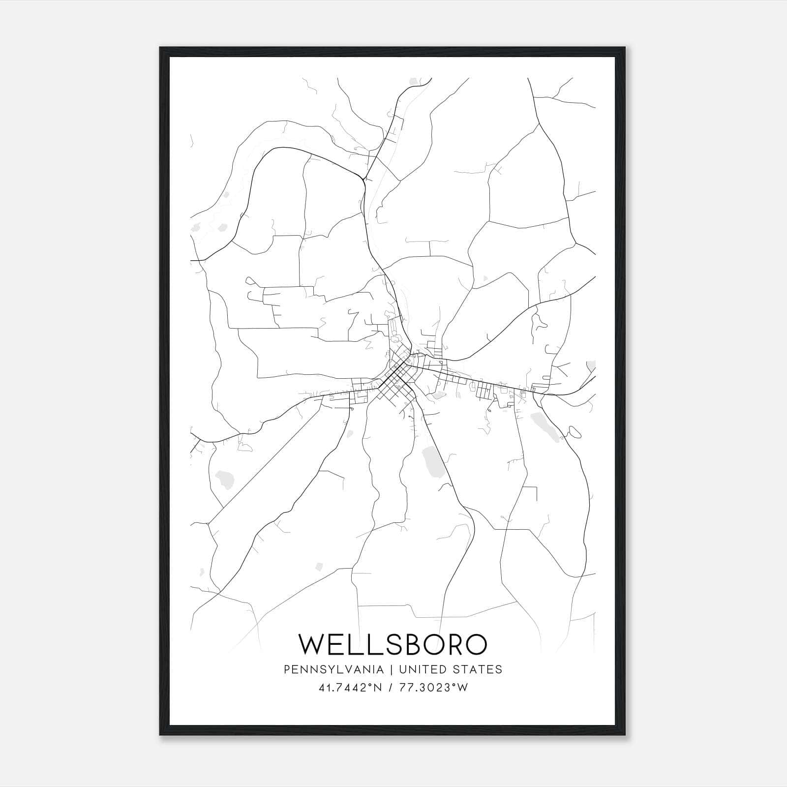 Wellsboro Pennsylvania Map Poster, Modern Home Decor Wall Art Print Wellsboro Pennsylvania Map Poster, Modern Home Decor Wall Art Print