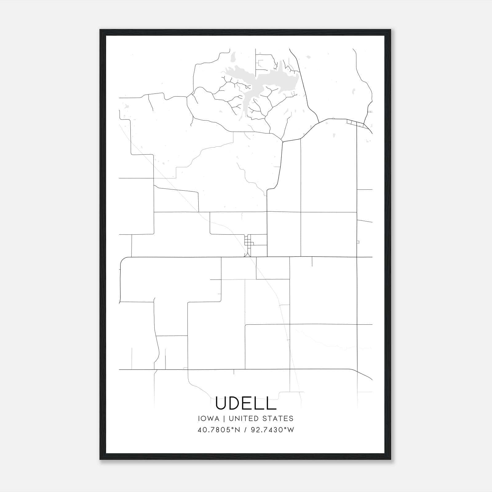 Udell Iowa Map Poster, Modern Home Decor Wall Art Print Udell Iowa Map Poster, Modern Home Decor Wall Art Print