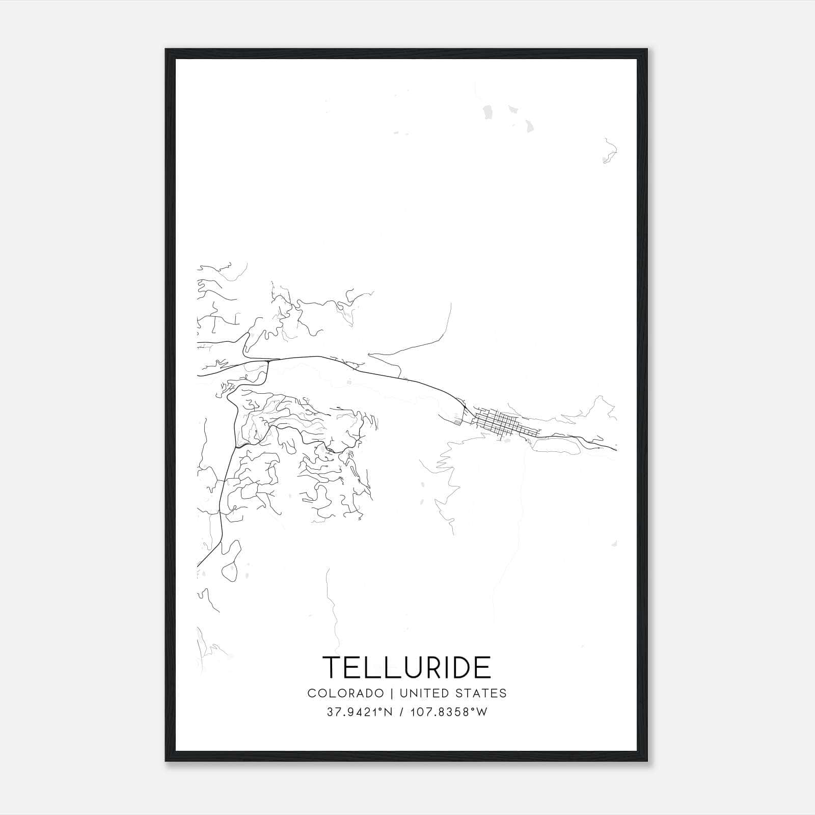 Telluride Colorado Map Poster, Modern Home Decor Wall Art Print Telluride Colorado Map Poster, Modern Home Decor Wall Art Print