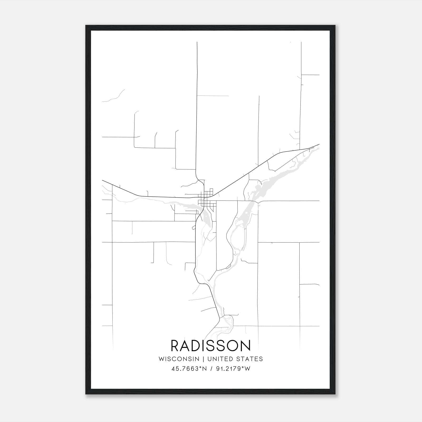 Radisson Wisconsin Map Poster, Modern Home Decor Wall Art Print Radisson Wisconsin Map Poster, Modern Home Decor Wall Art Print