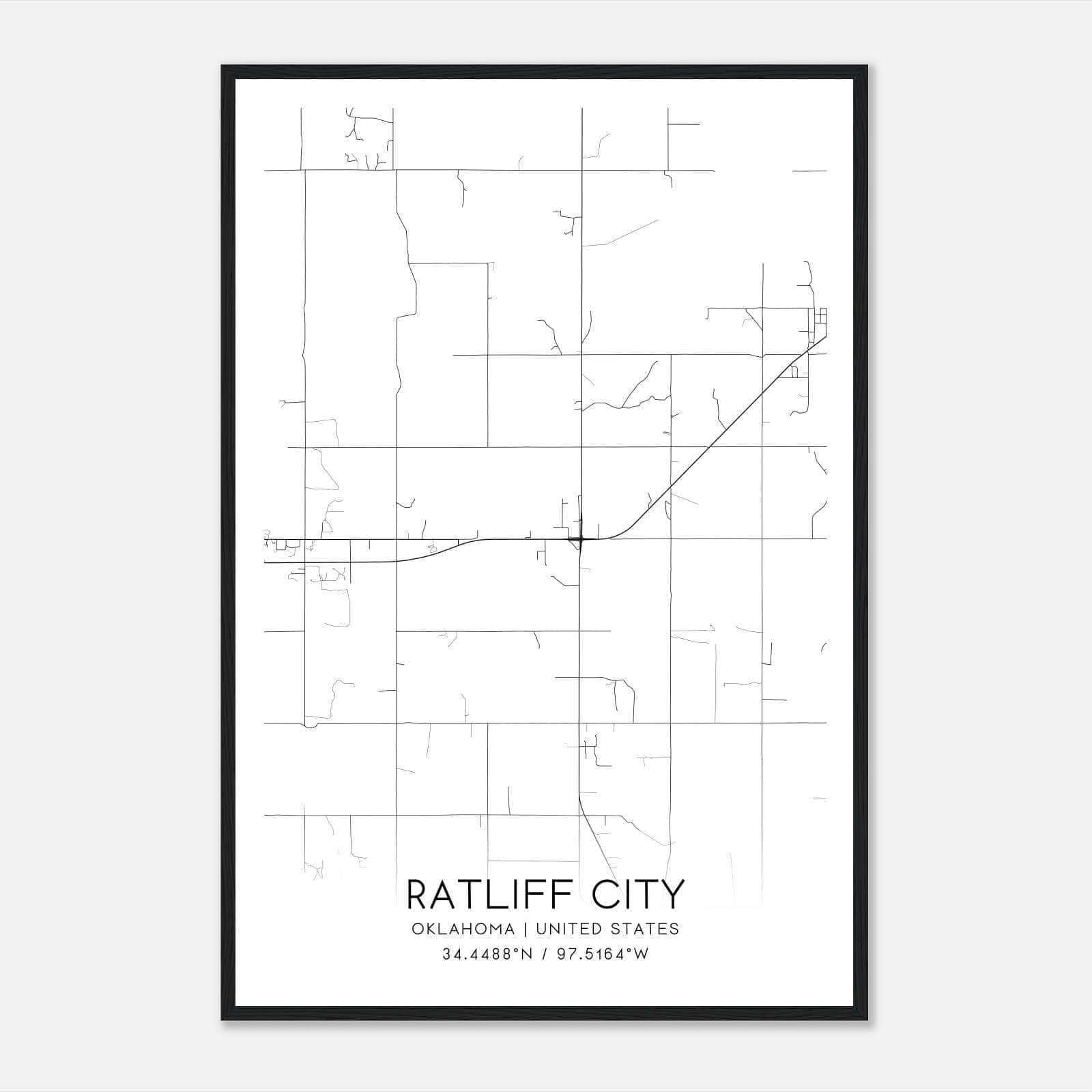 Ratliff City Oklahoma Map Poster, Modern Home Decor Wall Art Print Ratliff City Oklahoma Map Poster, Modern Home Decor Wall Art Print