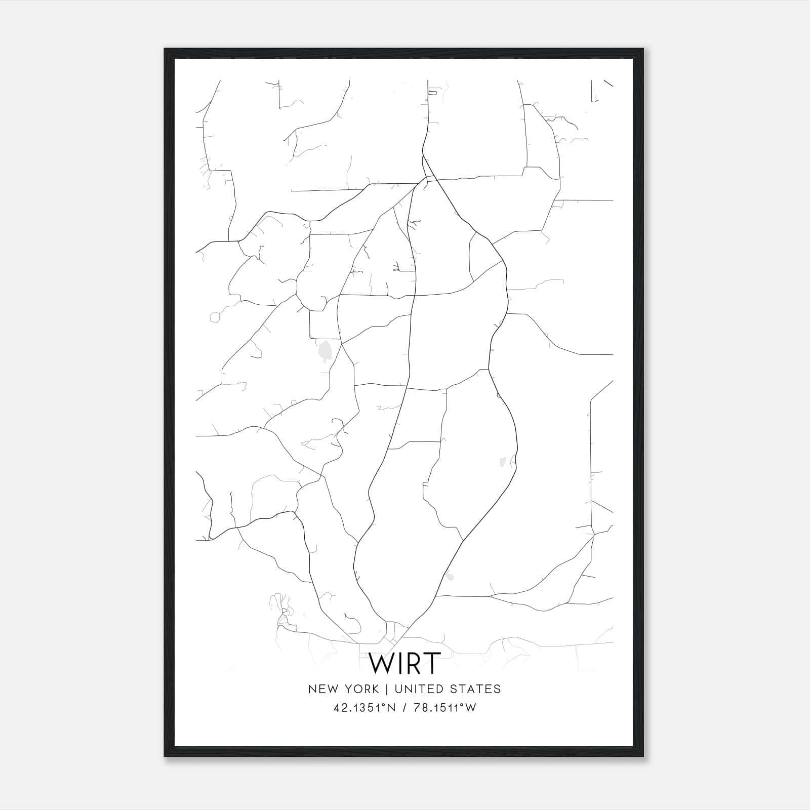 Wirt New York Map Poster, Modern Home Decor Wall Art Print Wirt New York Map Poster, Modern Home Decor Wall Art Print