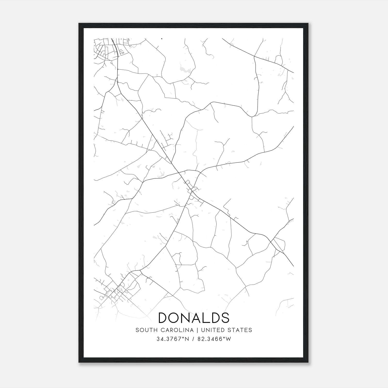 Donalds South Carolina Map Poster, Modern Home Decor Wall Art Print Donalds South Carolina Map Poster, Modern Home Decor Wall Art Print