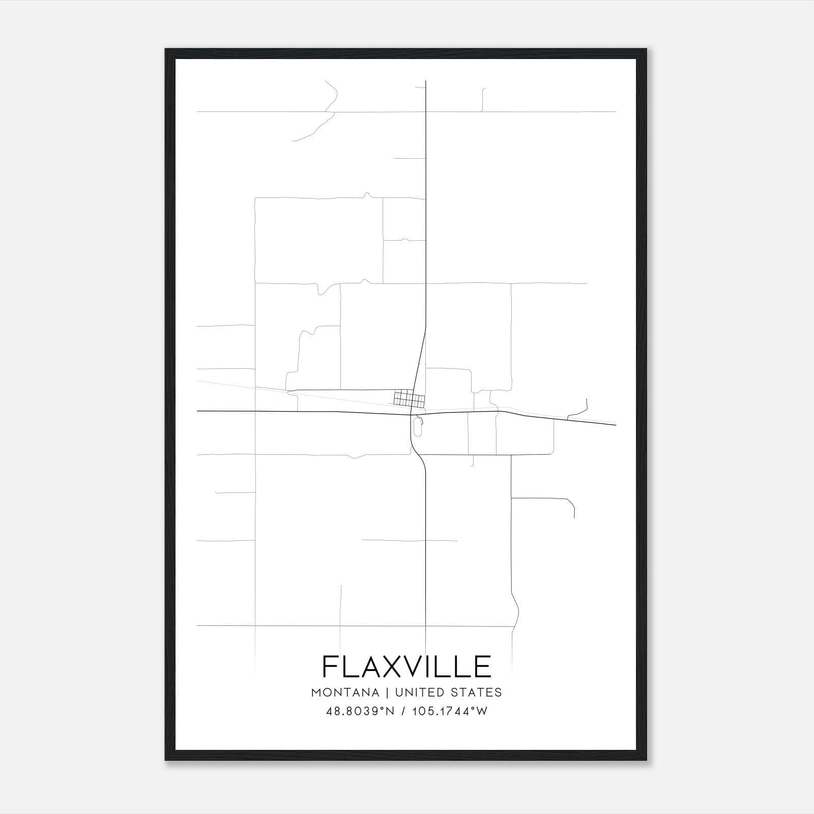 Flaxville Montana Map Poster, Modern Home Decor Wall Art Print Flaxville Montana Map Poster, Modern Home Decor Wall Art Print