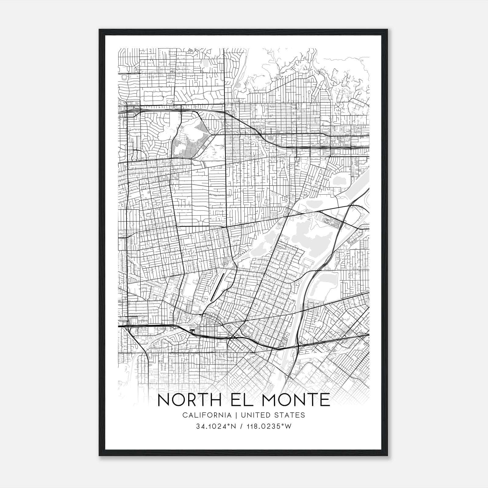 North El Monte California Map Poster, Modern Home Decor Wall Art Print North El Monte California Map Poster, Modern Home Decor Wall Art Print