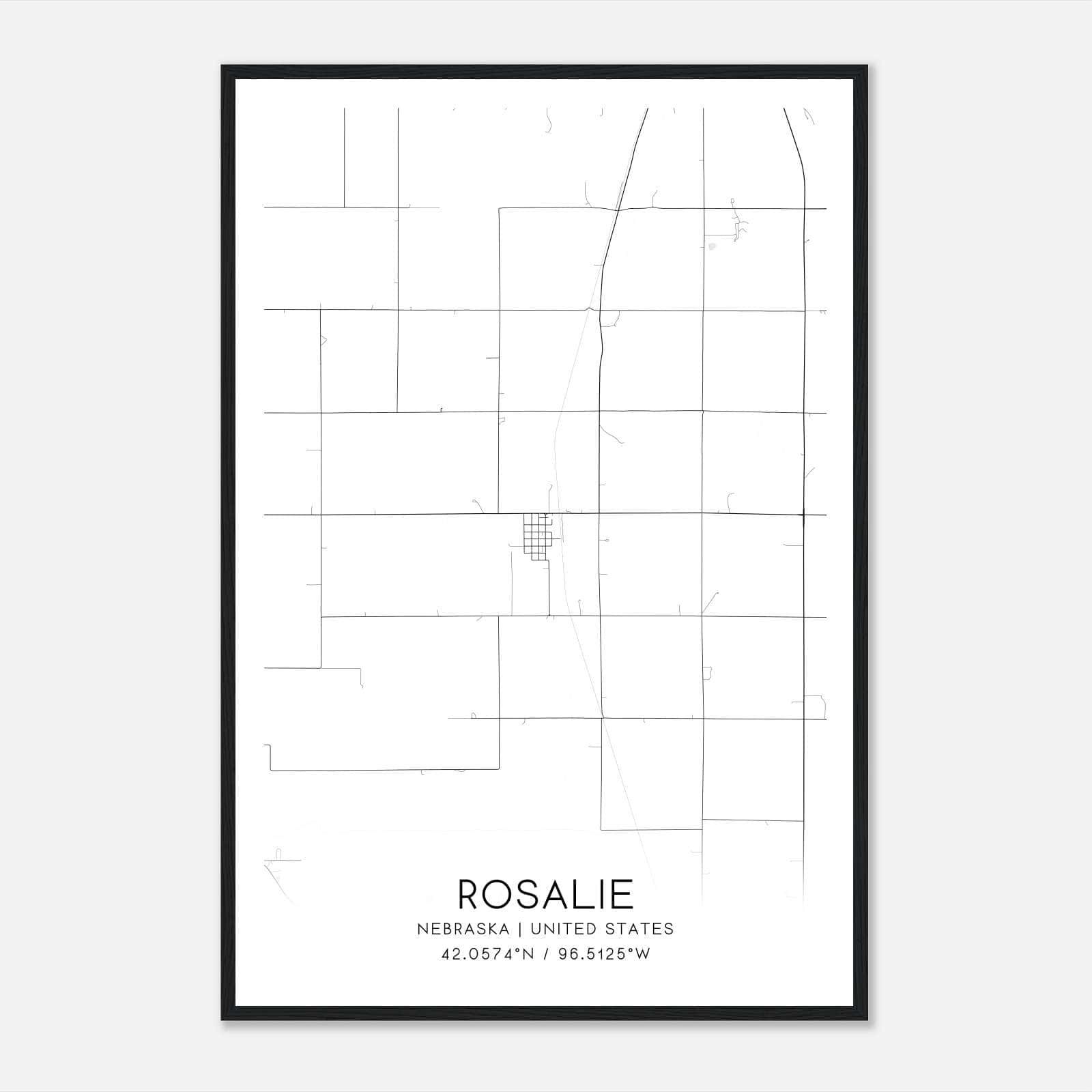 Rosalie Nebraska Map Poster, Modern Home Decor Wall Art Print Rosalie Nebraska Map Poster, Modern Home Decor Wall Art Print