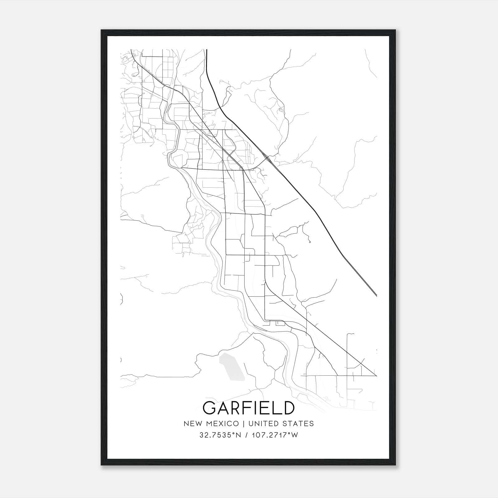 Garfield New Mexico Map Poster, Modern Home Decor Wall Art Print Garfield New Mexico Map Poster, Modern Home Decor Wall Art Print