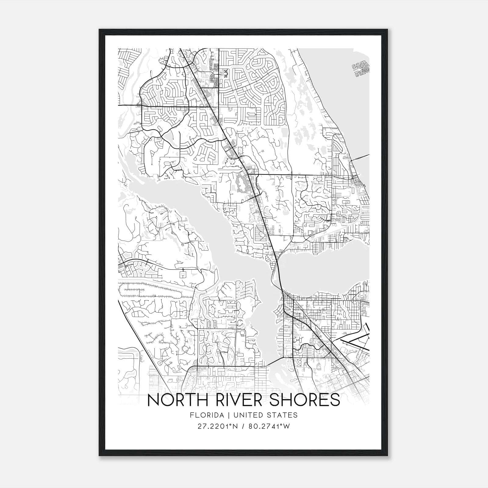 North River Shores Florida Map Poster, Modern Home Decor Wall Art Print North River Shores Florida Map Poster, Modern Home Decor Wall Art Print