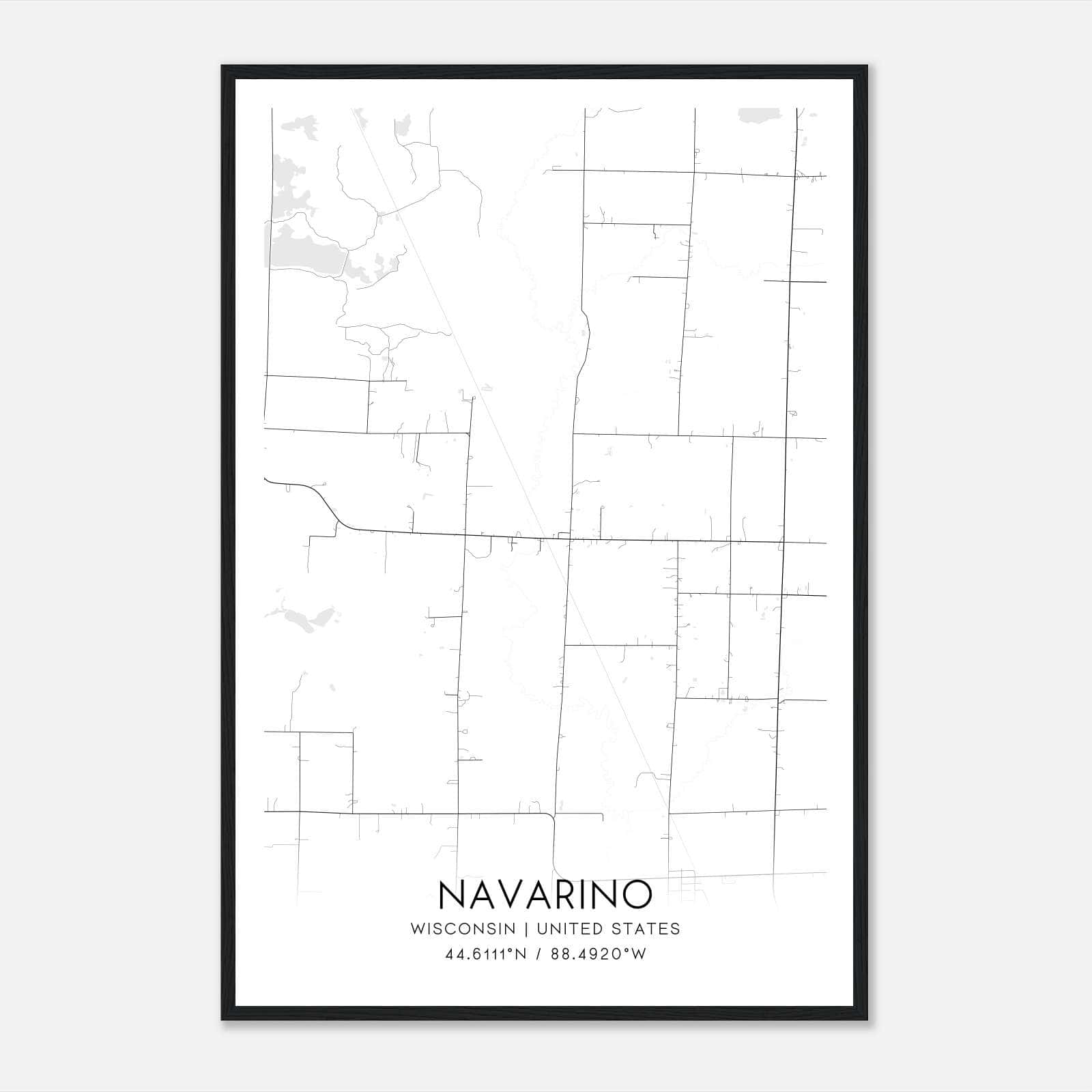 Navarino Wisconsin Map Poster, Modern Home Decor Wall Art Print Navarino Wisconsin Map Poster, Modern Home Decor Wall Art Print