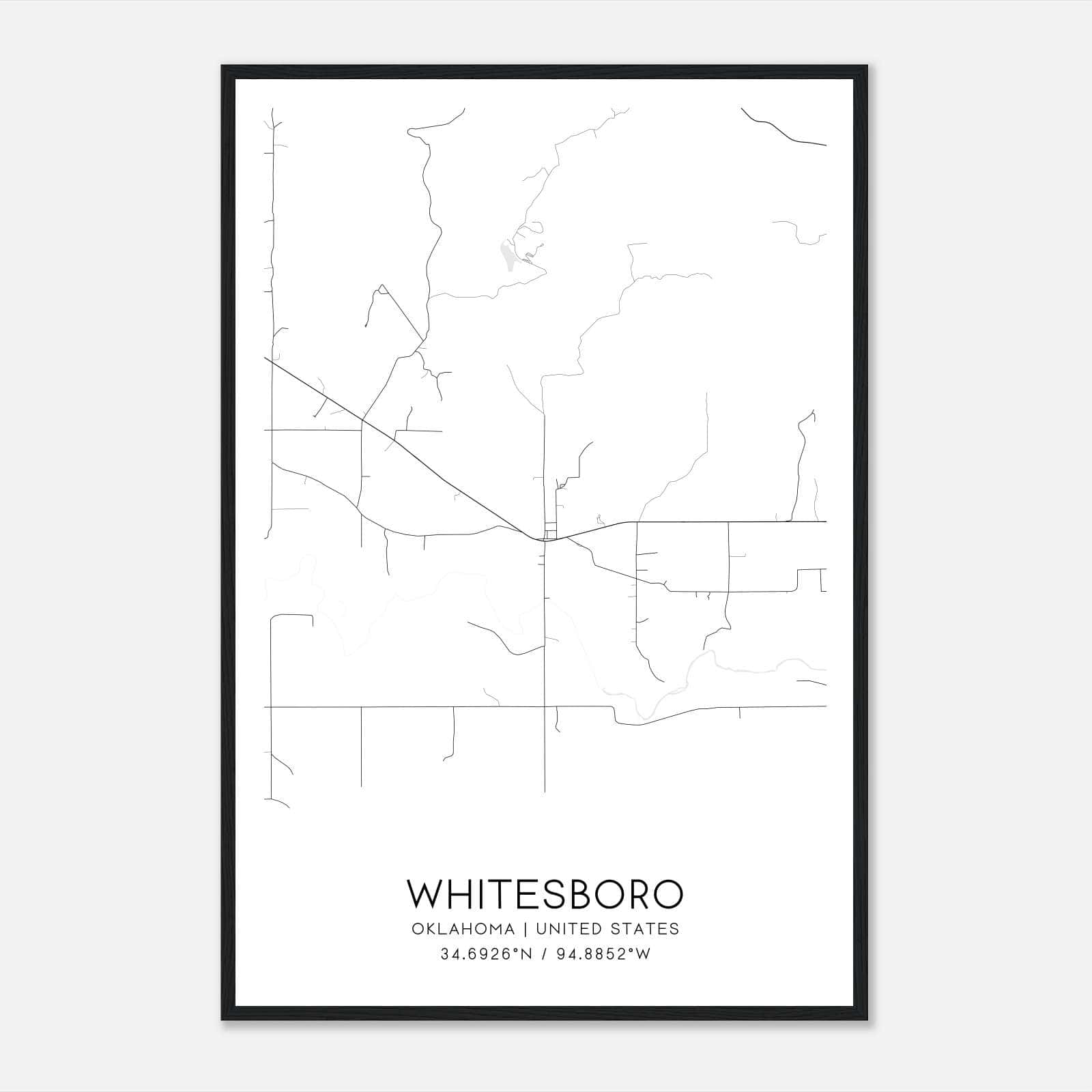 Whitesboro Oklahoma Map Poster, Modern Home Decor Wall Art Print Whitesboro Oklahoma Map Poster, Modern Home Decor Wall Art Print