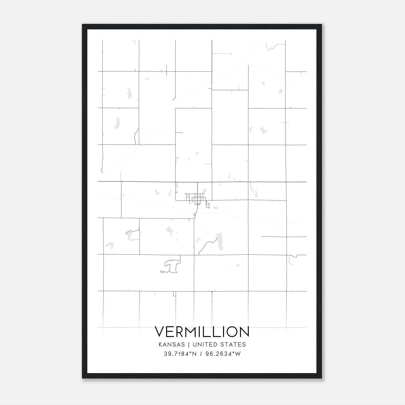 Vermillion Kansas Map Poster, Modern Home Decor Wall Art Print Vermillion Kansas Map Poster, Modern Home Decor Wall Art Print