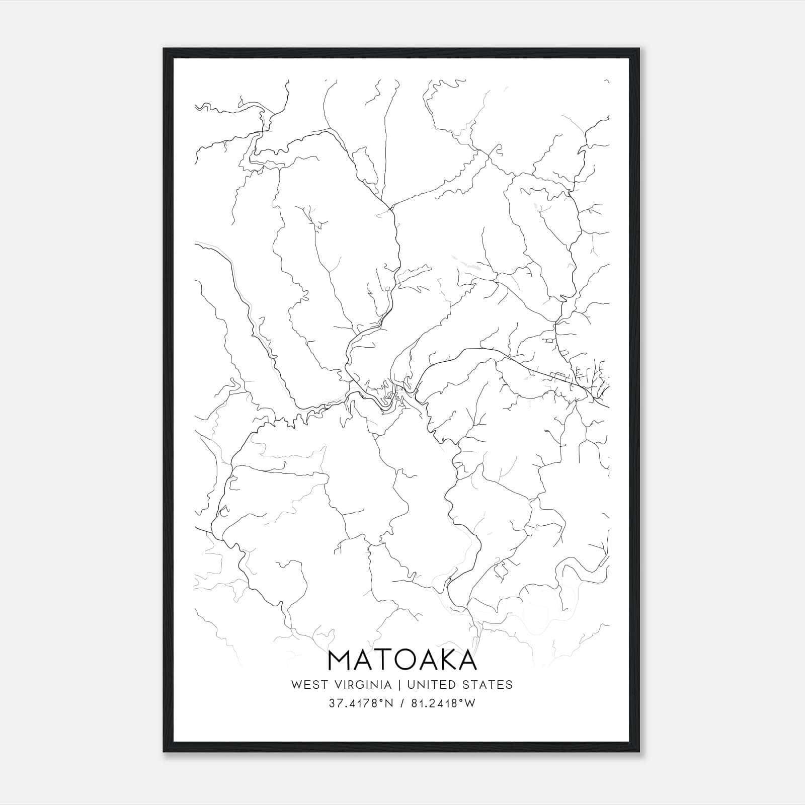Matoaka West Virginia Map Poster, Modern Home Decor Wall Art Print Matoaka West Virginia Map Poster, Modern Home Decor Wall Art Print