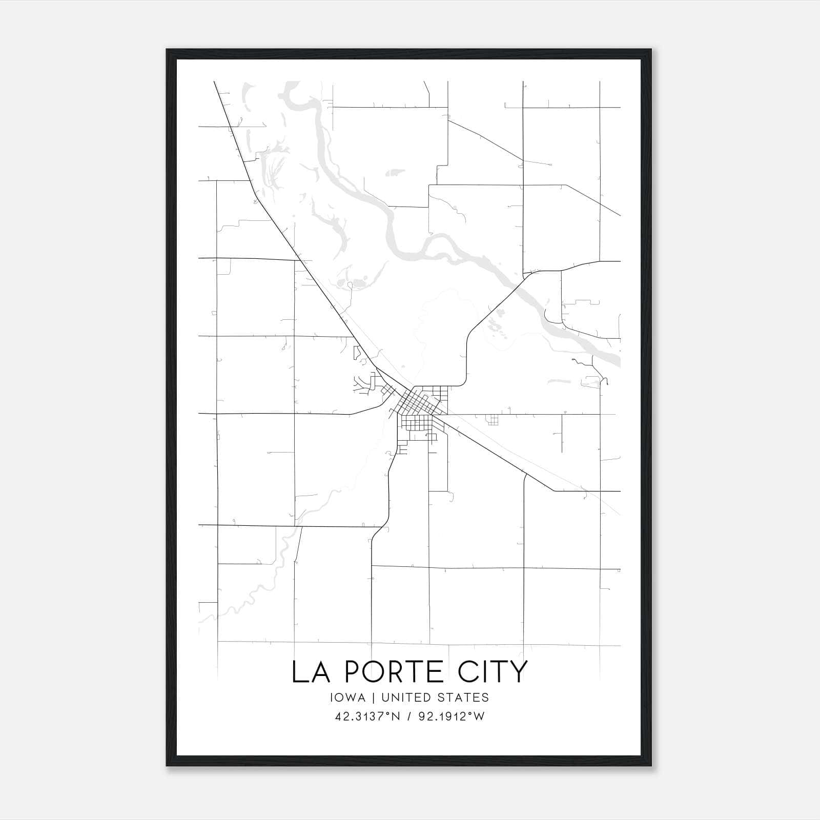 La Porte City Iowa Map Poster, Modern Home Decor Wall Art Print La Porte City Iowa Map Poster, Modern Home Decor Wall Art Print
