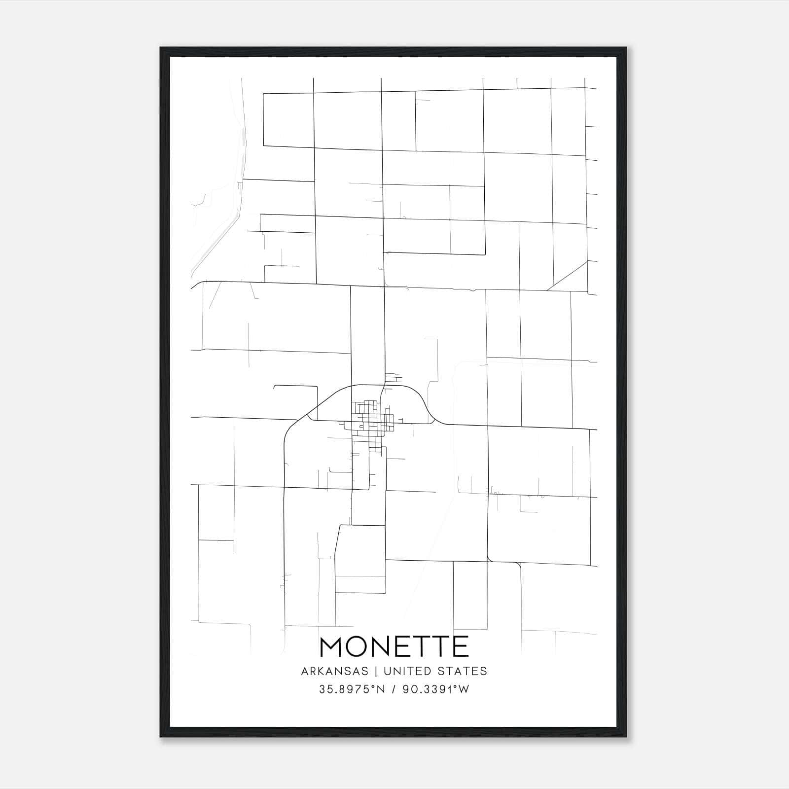 Monette Arkansas Map Poster, Modern Home Decor Wall Art Print Monette Arkansas Map Poster, Modern Home Decor Wall Art Print