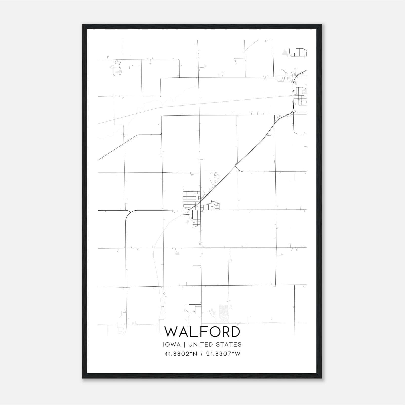 Walford Iowa Map Poster, Modern Home Decor Wall Art Print Walford Iowa Map Poster, Modern Home Decor Wall Art Print