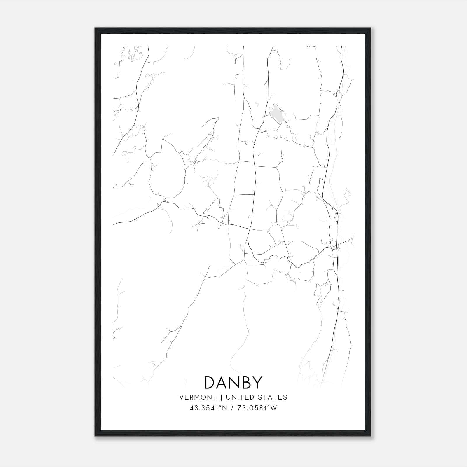 Danby Vermont Map Poster, Modern Home Decor Wall Art Print Danby Vermont Map Poster, Modern Home Decor Wall Art Print