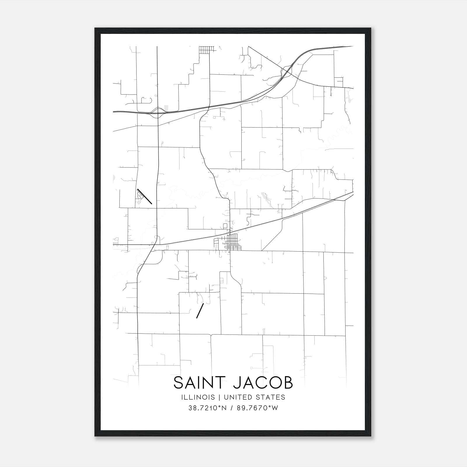 Saint Jacob Illinois Map Poster, Modern Home Decor Wall Art Print Saint Jacob Illinois Map Poster, Modern Home Decor Wall Art Print
