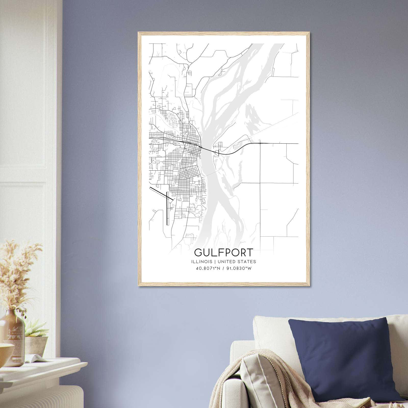 Deerfield Kansas Map Poster, Modern Home Decor Wall Art Print (Copy)