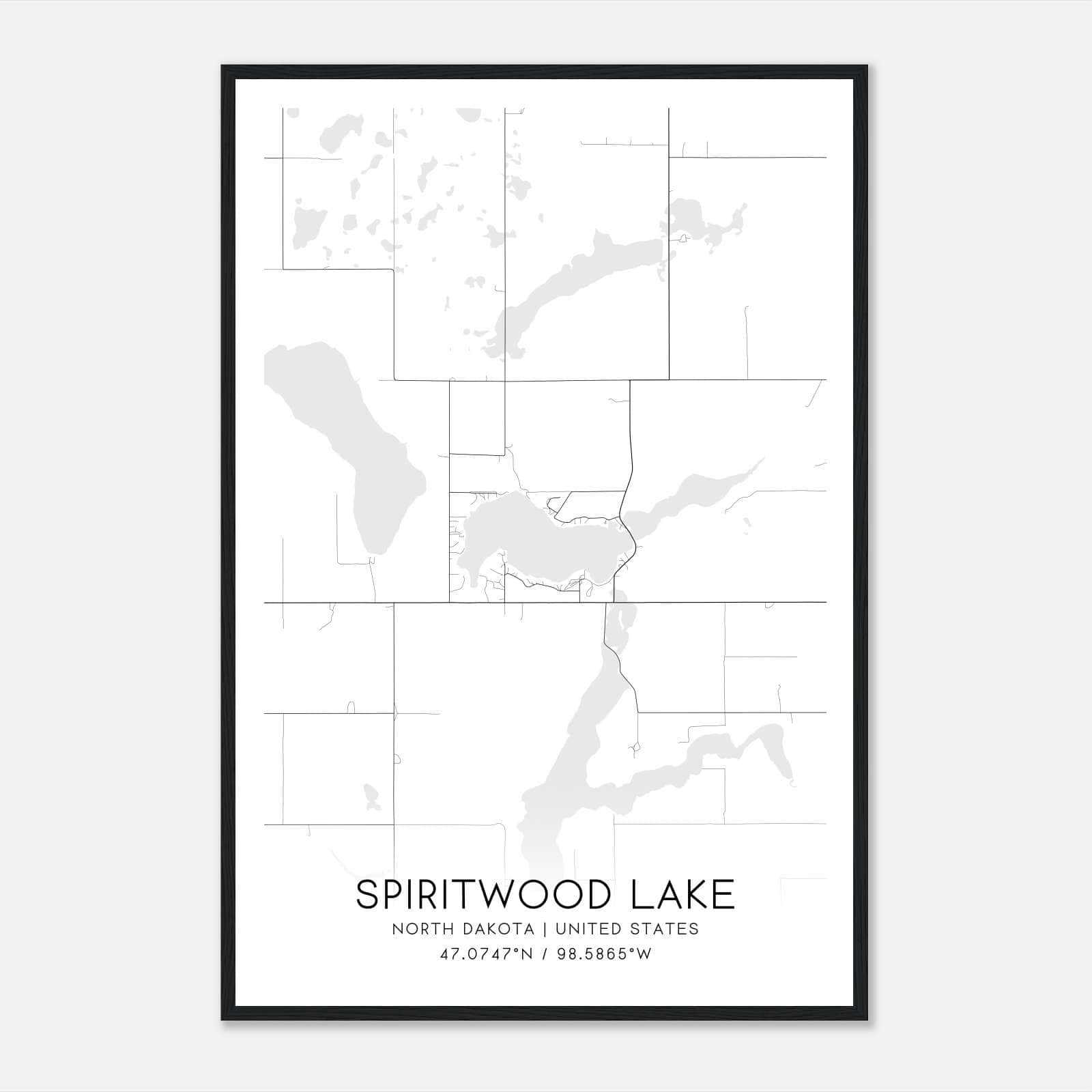 Spiritwood Lake North Dakota Map Poster, Modern Home Decor Wall Art Print Spiritwood Lake North Dakota Map Poster, Modern Home Decor Wall Art Print