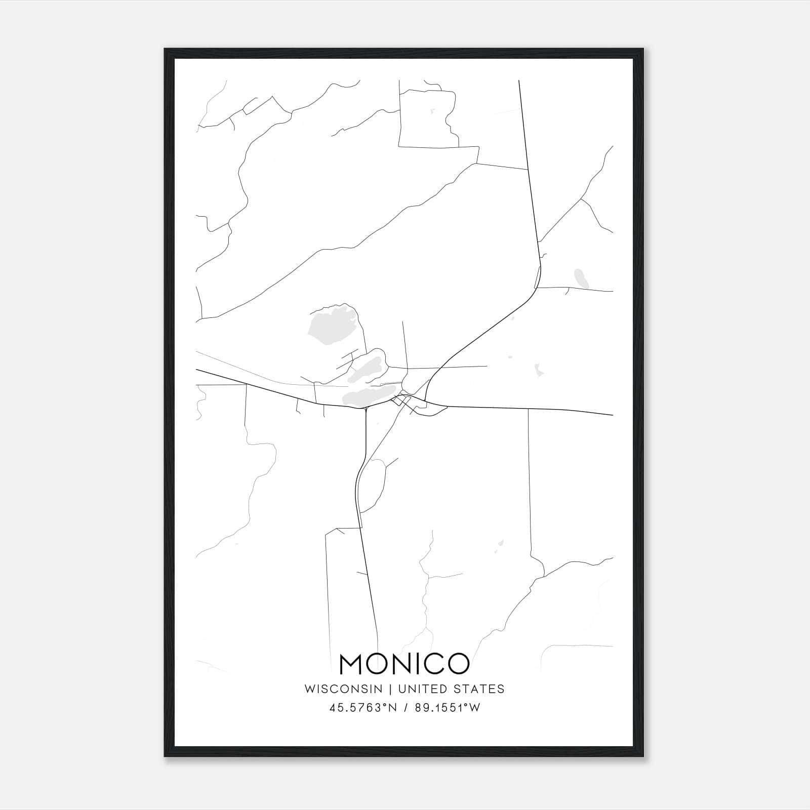 Monico Wisconsin Map Poster, Modern Home Decor Wall Art Print Monico Wisconsin Map Poster, Modern Home Decor Wall Art Print
