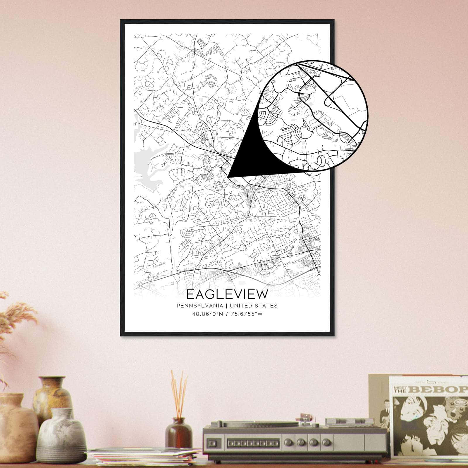 Deerfield Kansas Map Poster, Modern Home Decor Wall Art Print (Copy)
