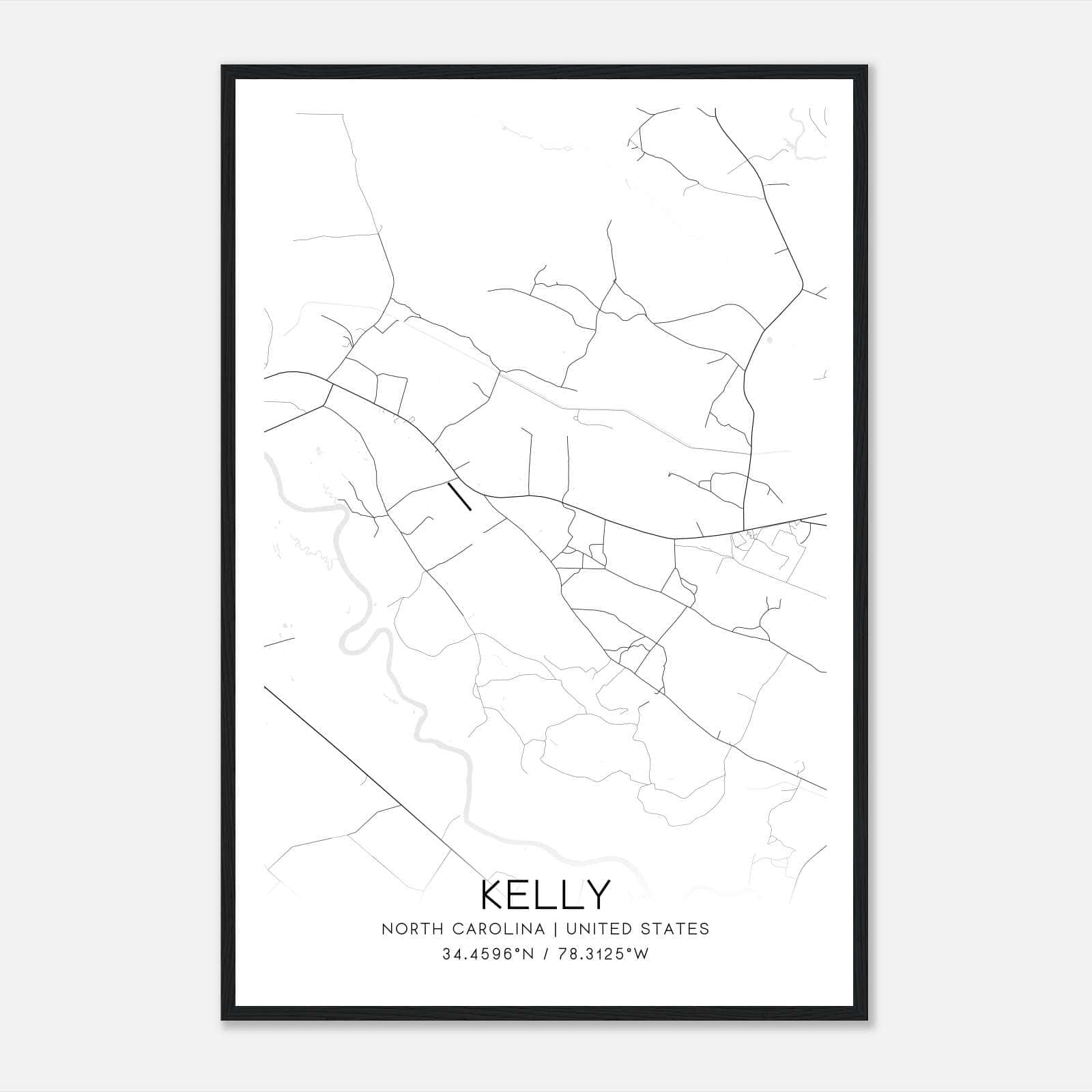 Kelly North Carolina Map Poster, Modern Home Decor Wall Art Print Kelly North Carolina Map Poster, Modern Home Decor Wall Art Print