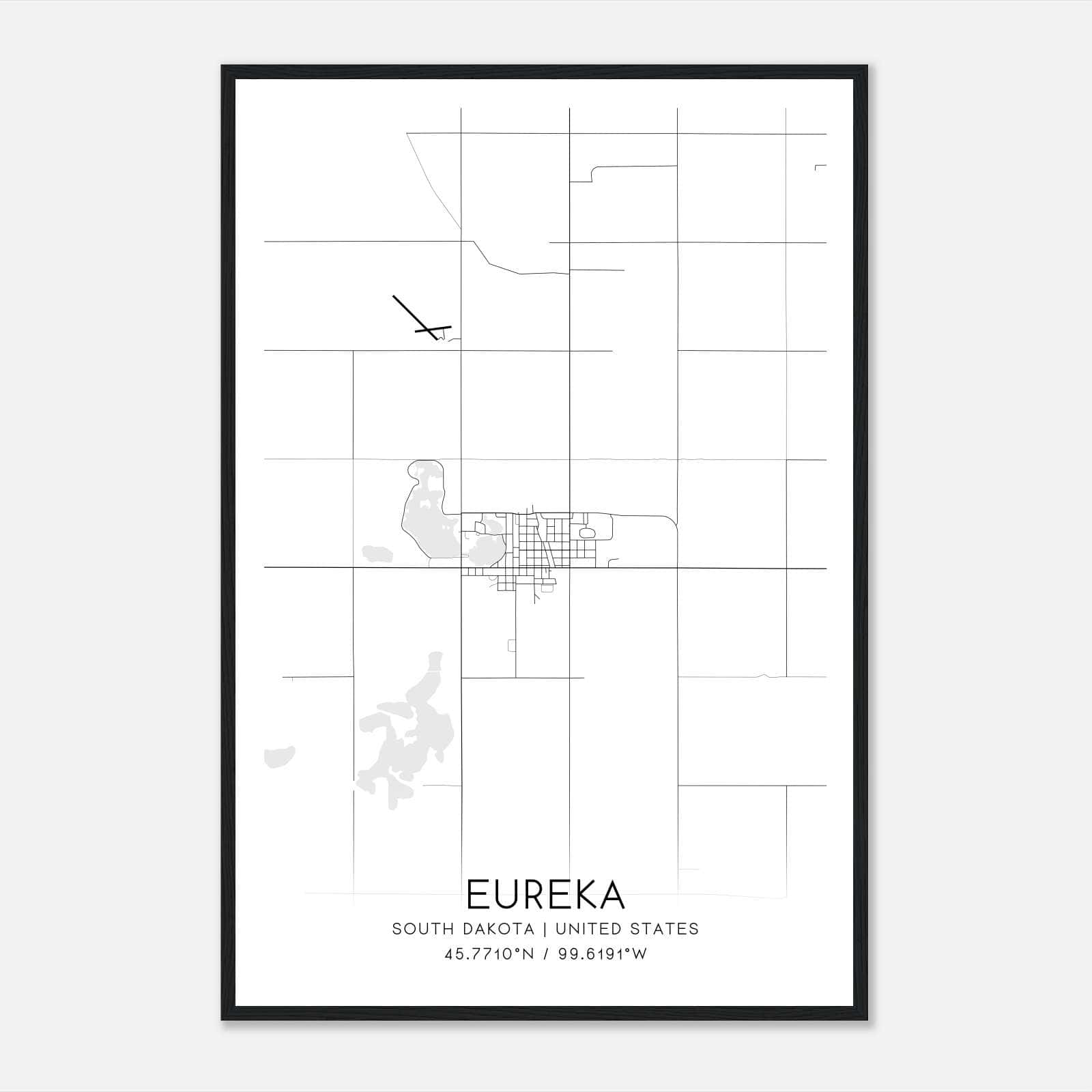 Eureka South Dakota Map Poster, Modern Home Decor Wall Art Print Eureka South Dakota Map Poster, Modern Home Decor Wall Art Print