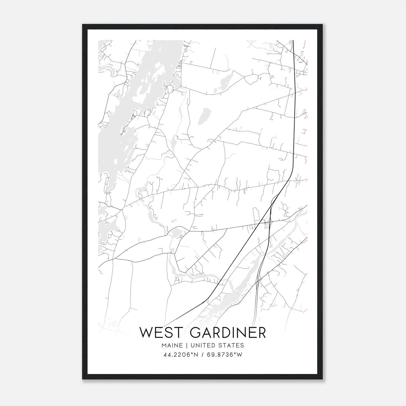 West Gardiner Maine Map Poster, Modern Home Decor Wall Art Print West Gardiner Maine Map Poster, Modern Home Decor Wall Art Print
