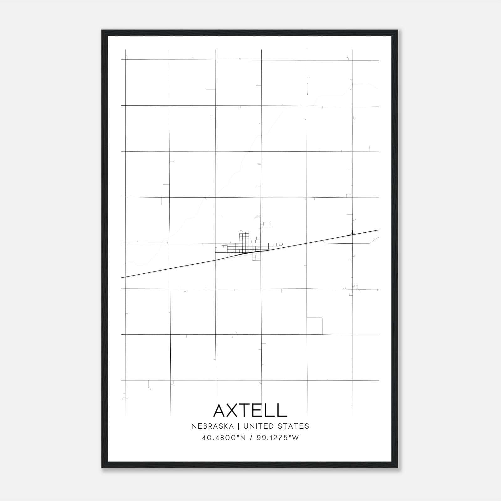 Axtell Nebraska Map Poster, Modern Home Decor Wall Art Print Axtell Nebraska Map Poster, Modern Home Decor Wall Art Print