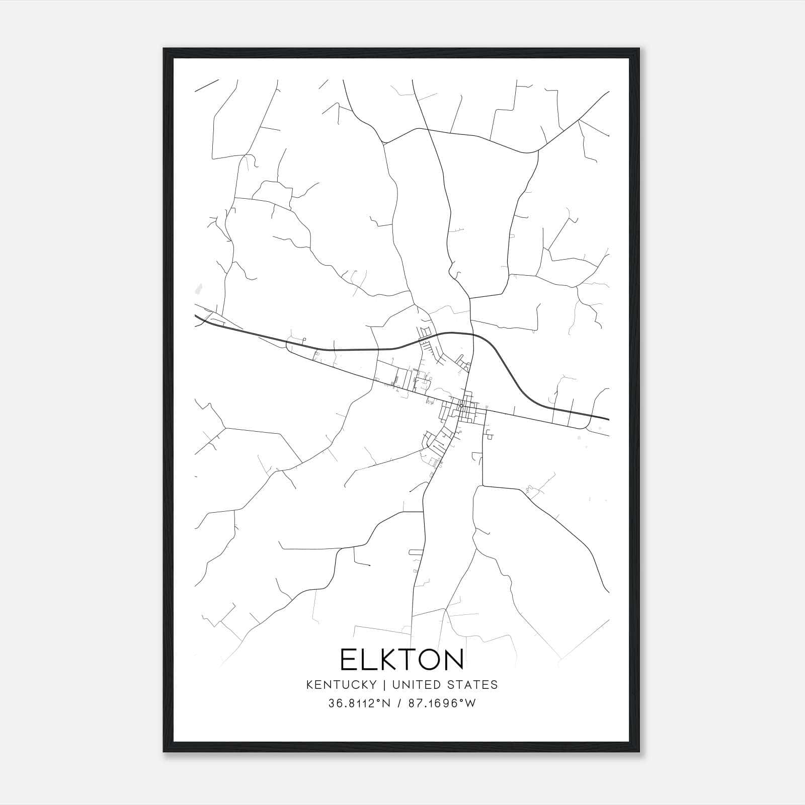 Elkton Kentucky Map Poster, Modern Home Decor Wall Art Print Elkton Kentucky Map Poster, Modern Home Decor Wall Art Print