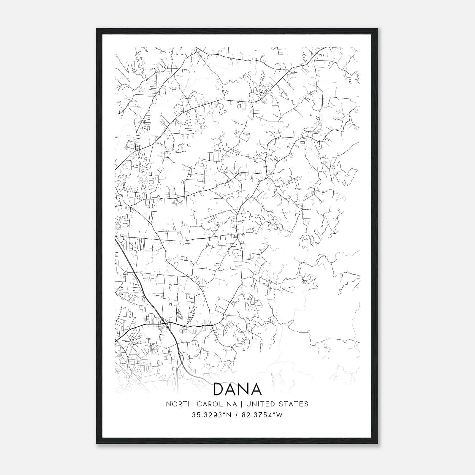 Dana North Carolina Map Poster, Modern Home Decor Wall Art Print Dana North Carolina Map Poster, Modern Home Decor Wall Art Print