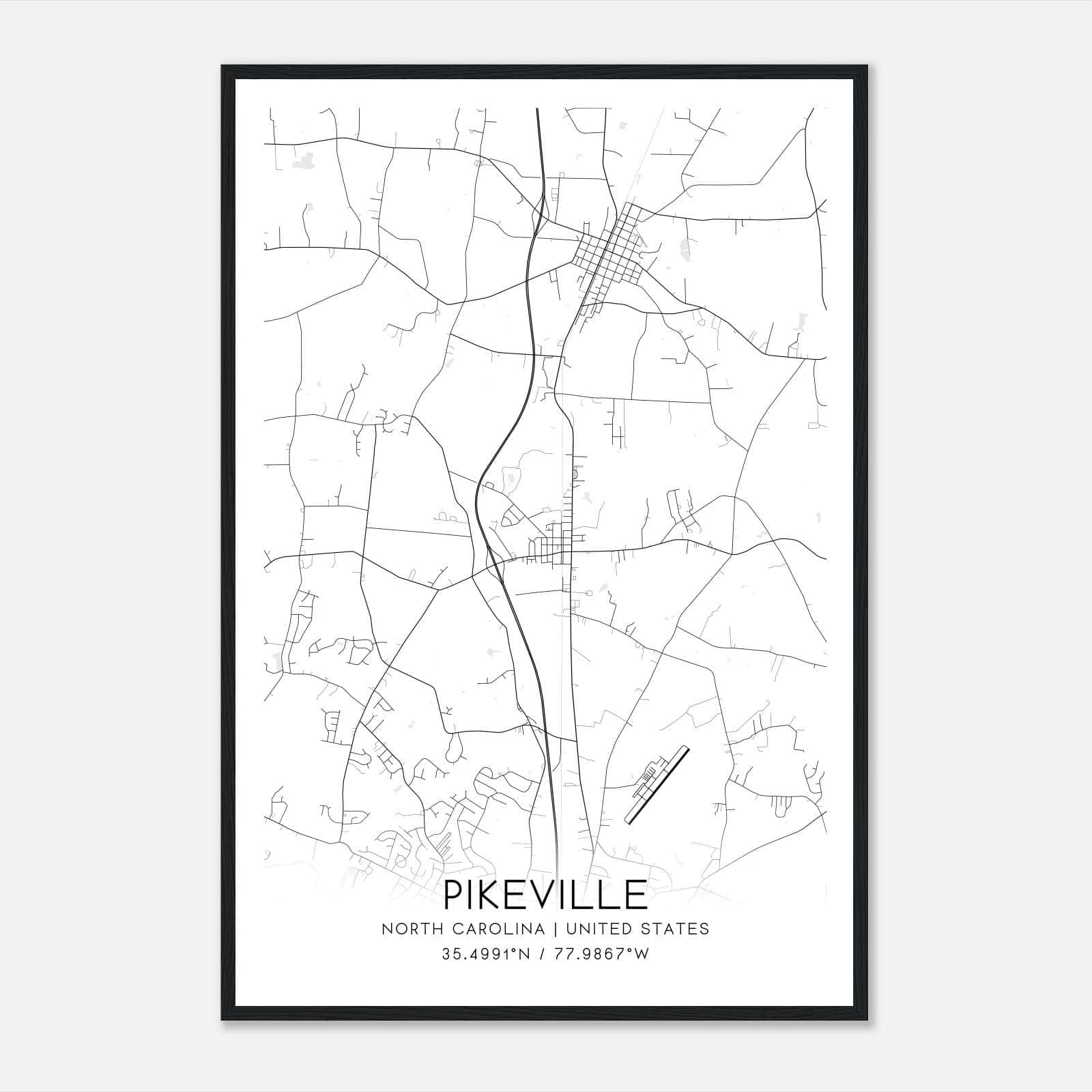 Pikeville North Carolina Map Poster, Modern Home Decor Wall Art Print Pikeville North Carolina Map Poster, Modern Home Decor Wall Art Print