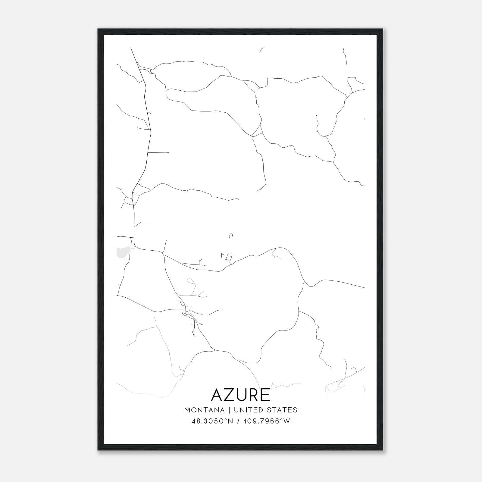 Azure Montana Map Poster, Modern Home Decor Wall Art Print Azure Montana Map Poster, Modern Home Decor Wall Art Print