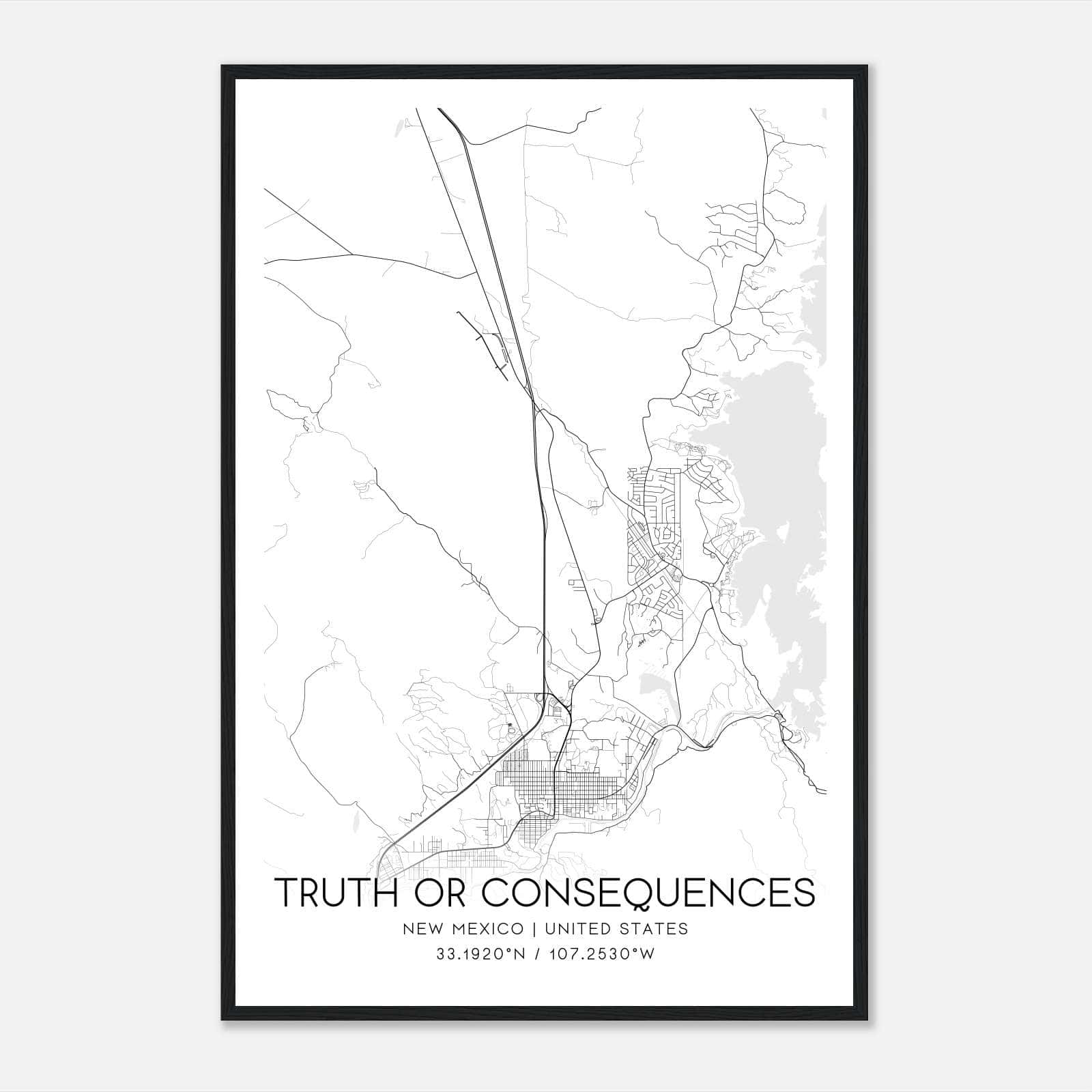 Truth Or Consequences New Mexico Map Poster, Modern Home Decor Wall Art Print Truth Or Consequences New Mexico Map Poster, Modern Home Decor Wall Art Print
